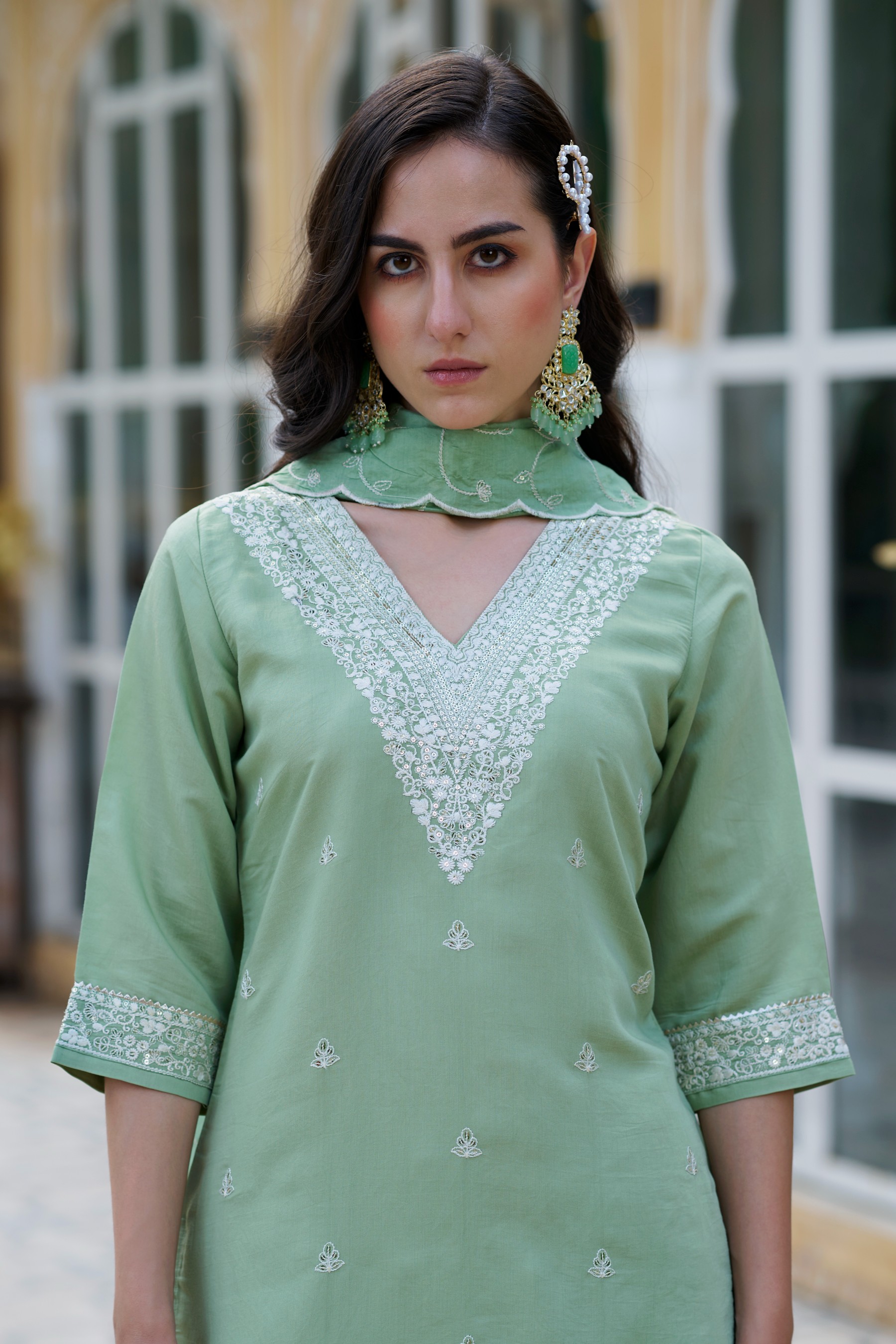 Pista Silk Blend Embroidered Salwar Suit