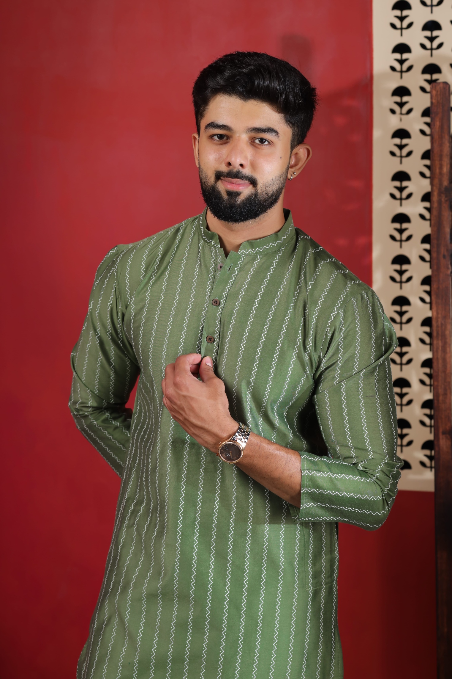 Pista Woven Designer Cotton Kurta Pyjama