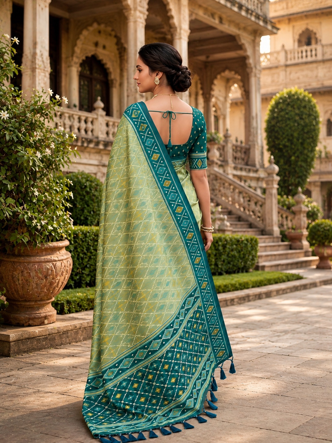 Pista Woven Jacquard Patola Silk Saree — alternate view