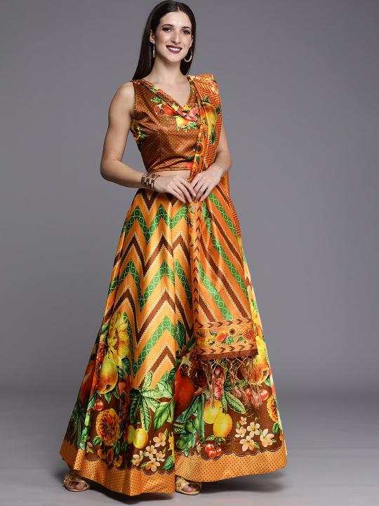 Printed Mustard Lehenga