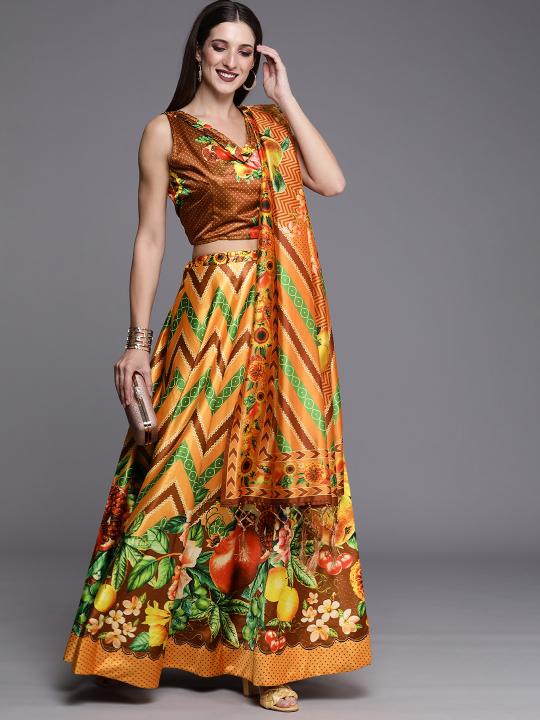 Printed Mustard Lehenga