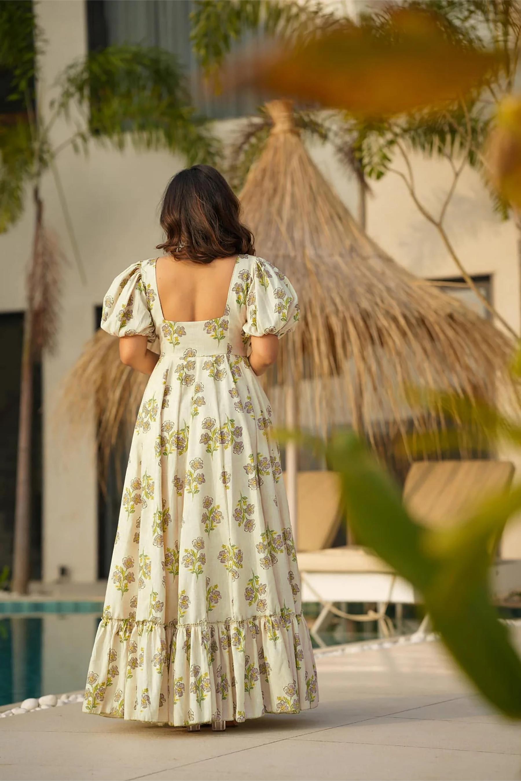 Printed Pista Rayon Gown — alternate view
