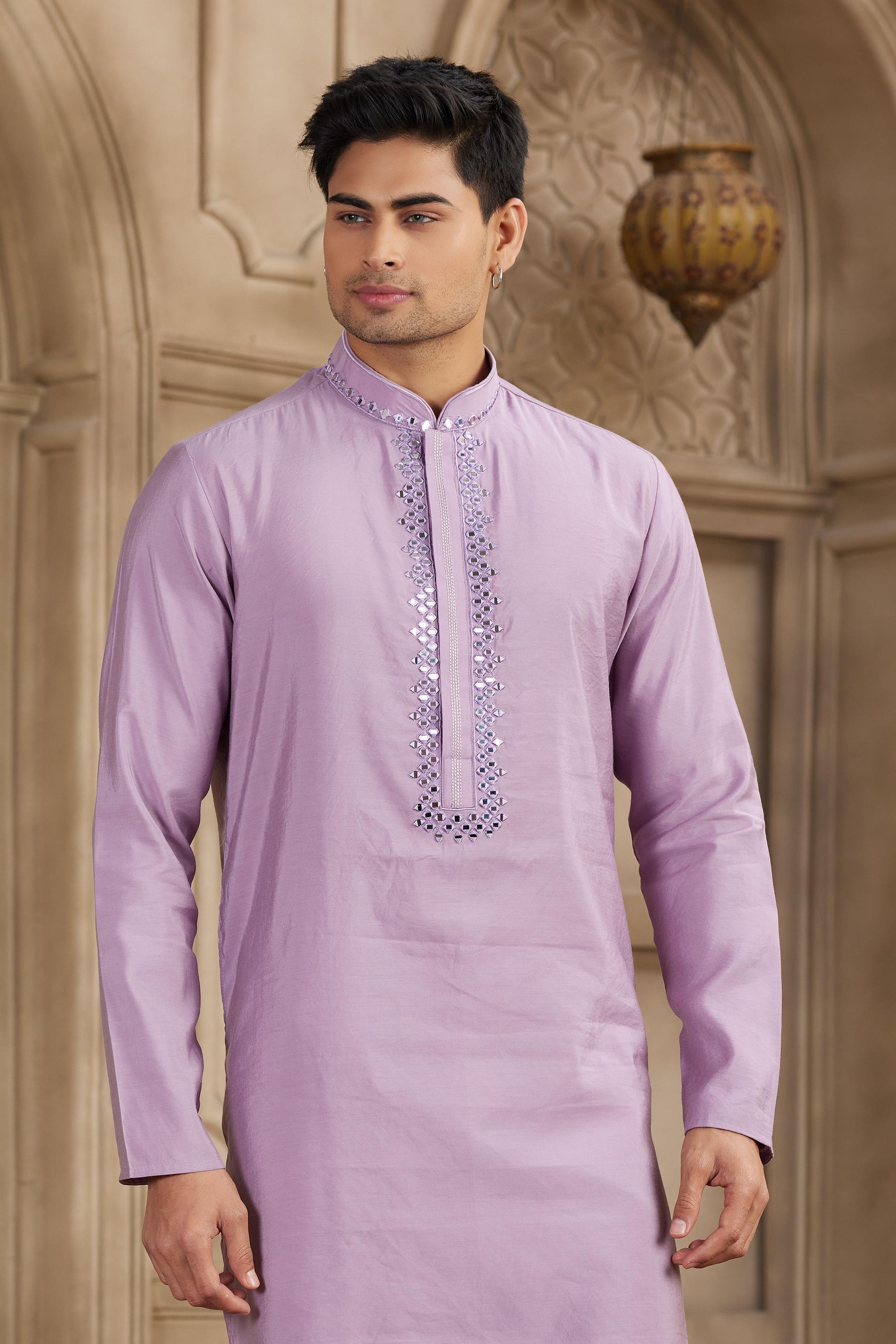 Purple Art Silk Kurta Payjama — alternate view