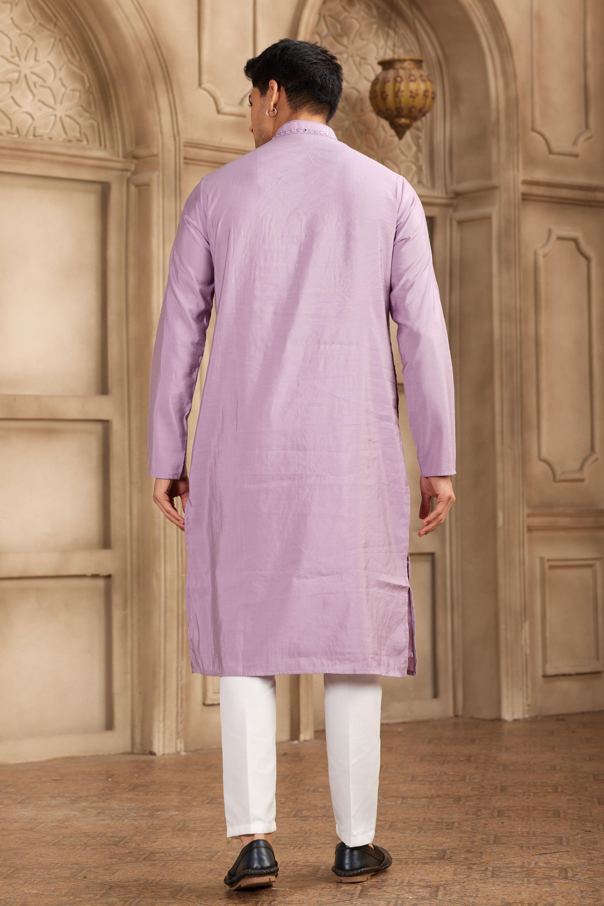 Purple Art Silk Kurta Payjama