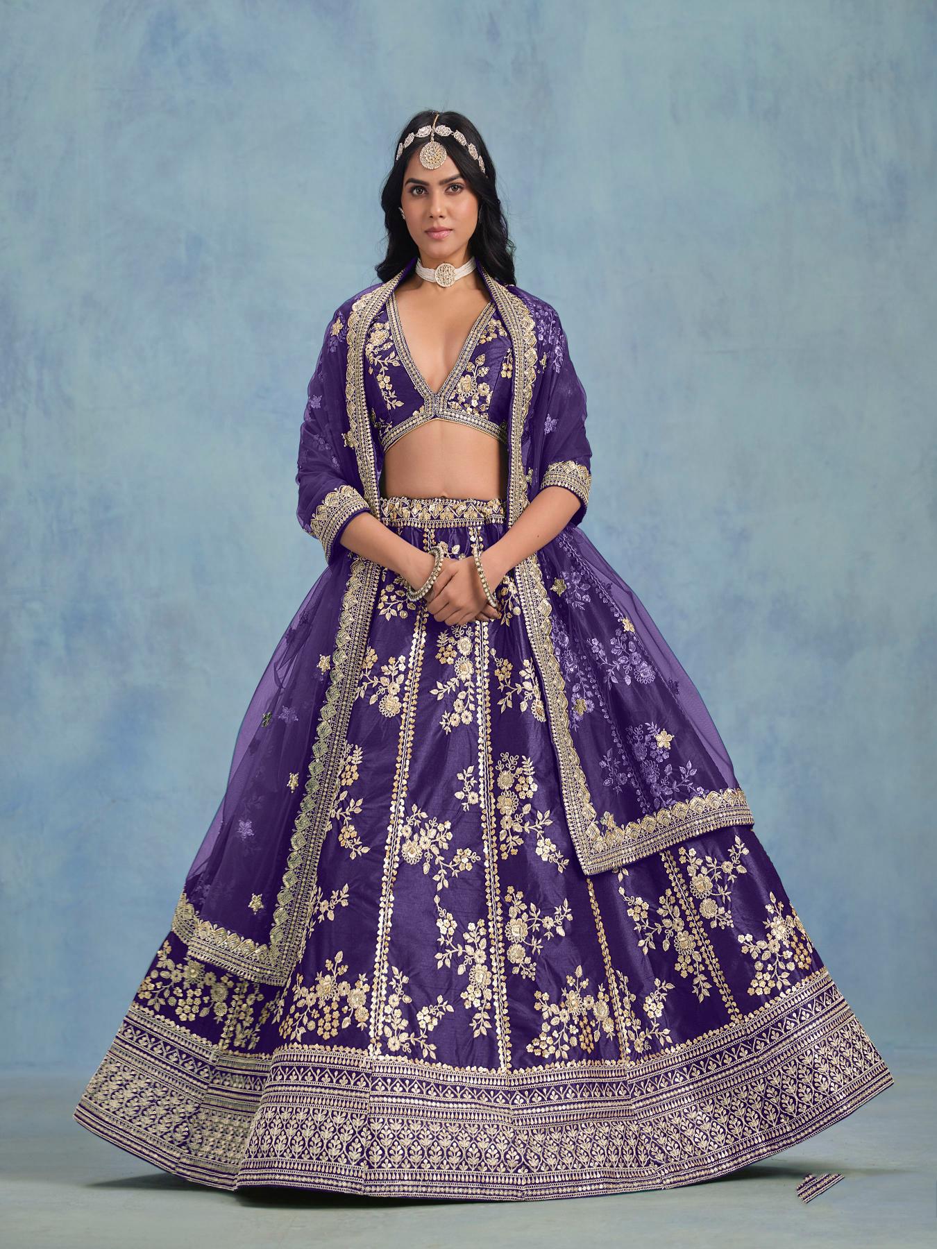 Purple Art Silk Lehenga