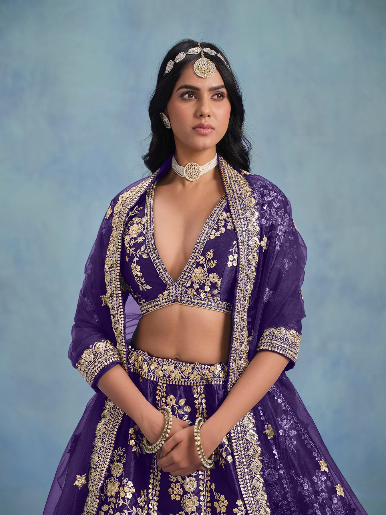 Purple Art Silk Lehenga