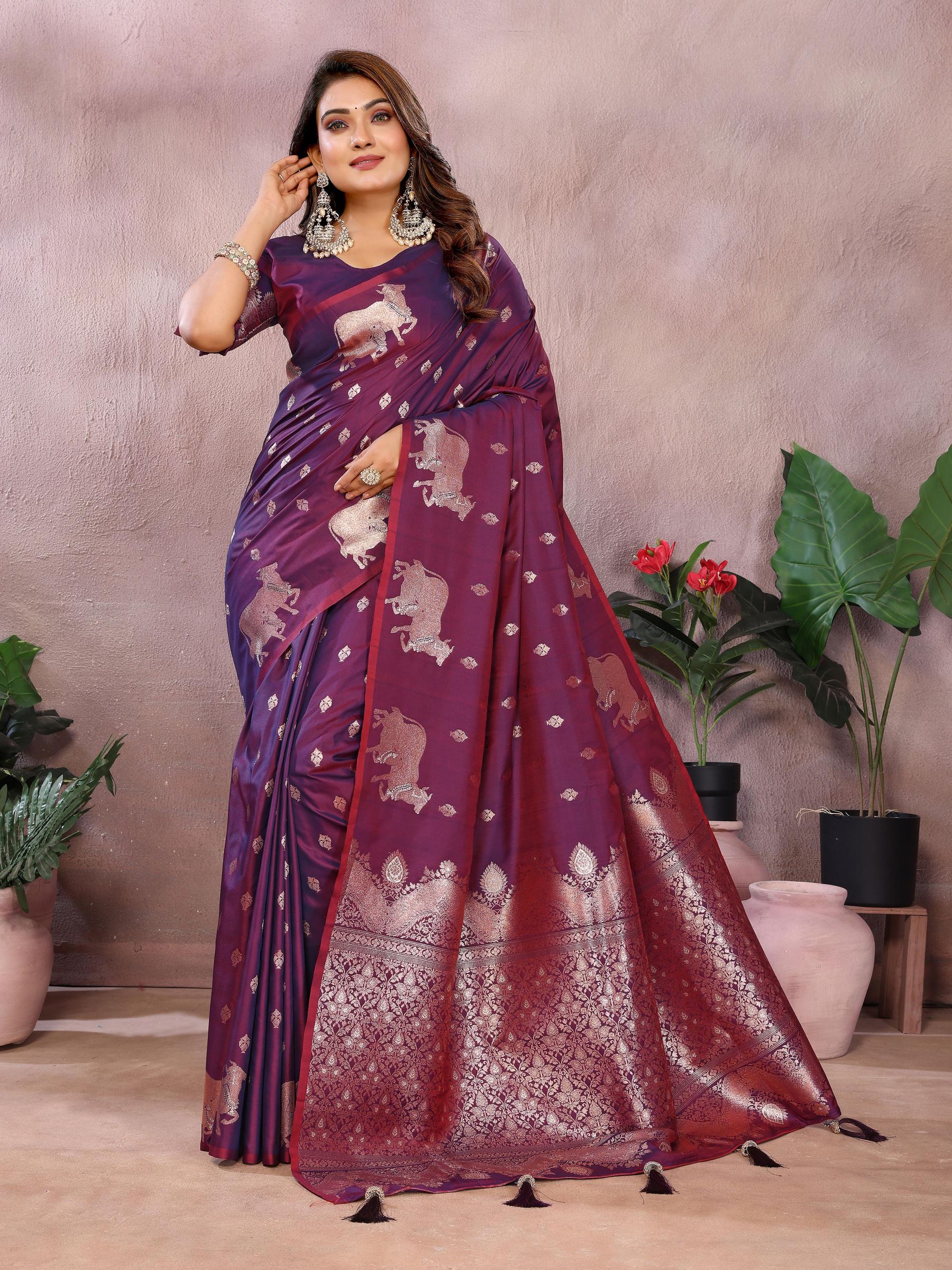 Purple Banarasi Silk Saree
