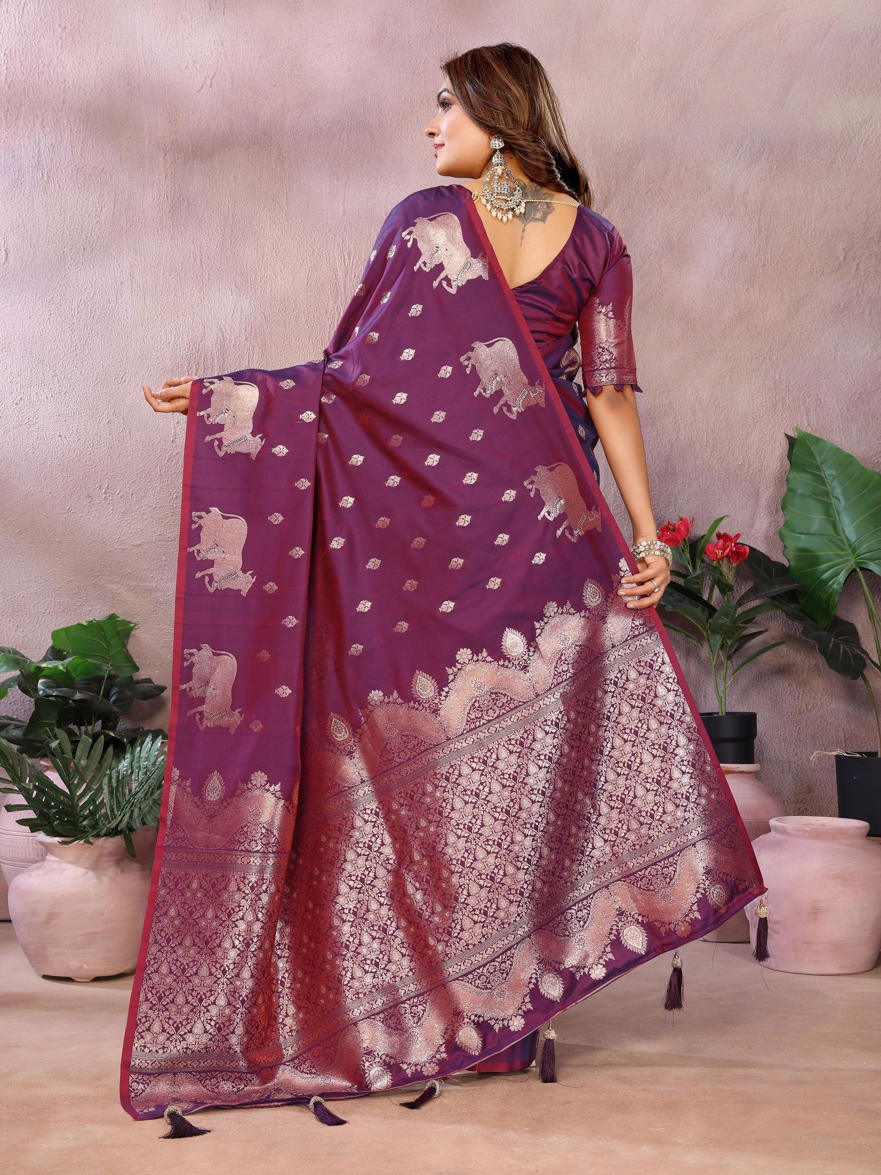 Purple Banarasi Silk Saree — alternate view