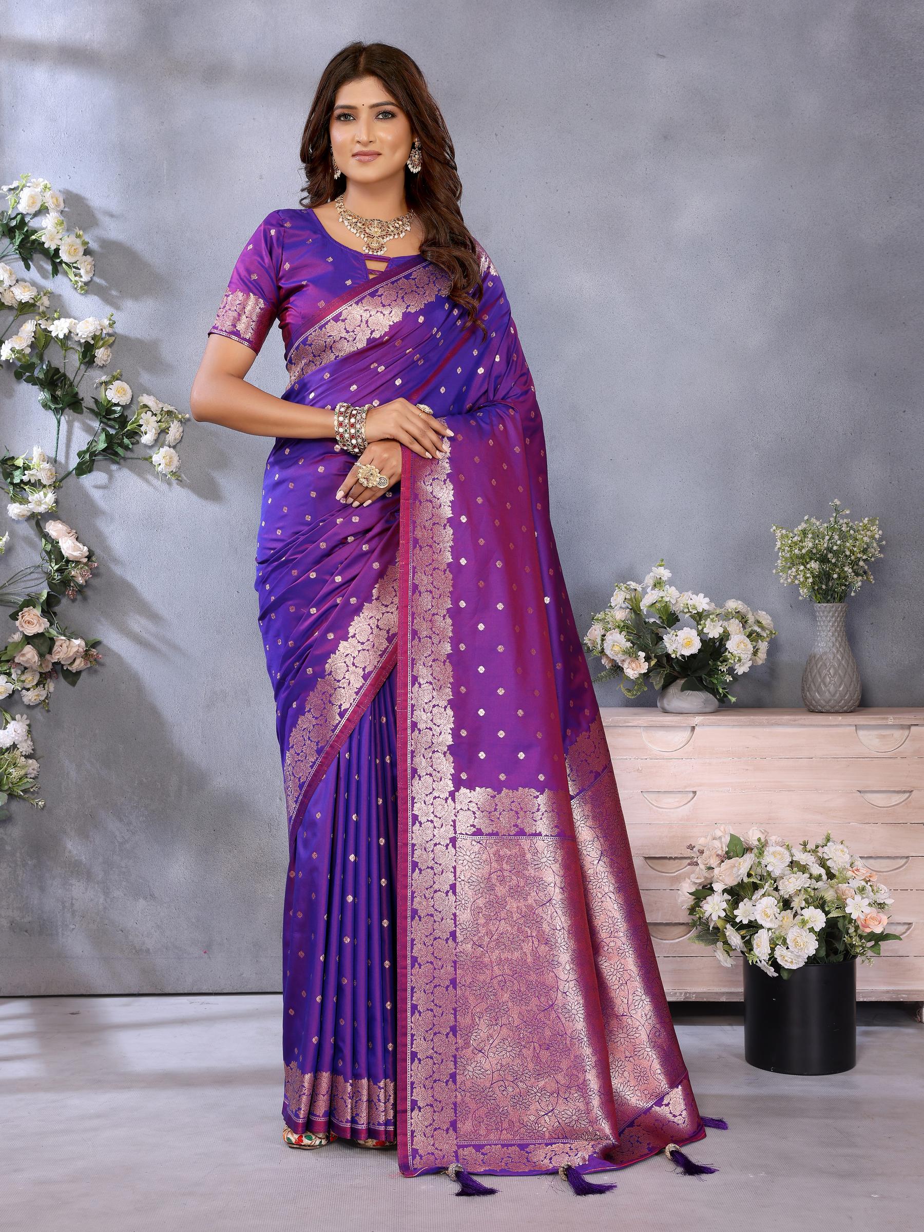 Purple Banarasi Silk Saree