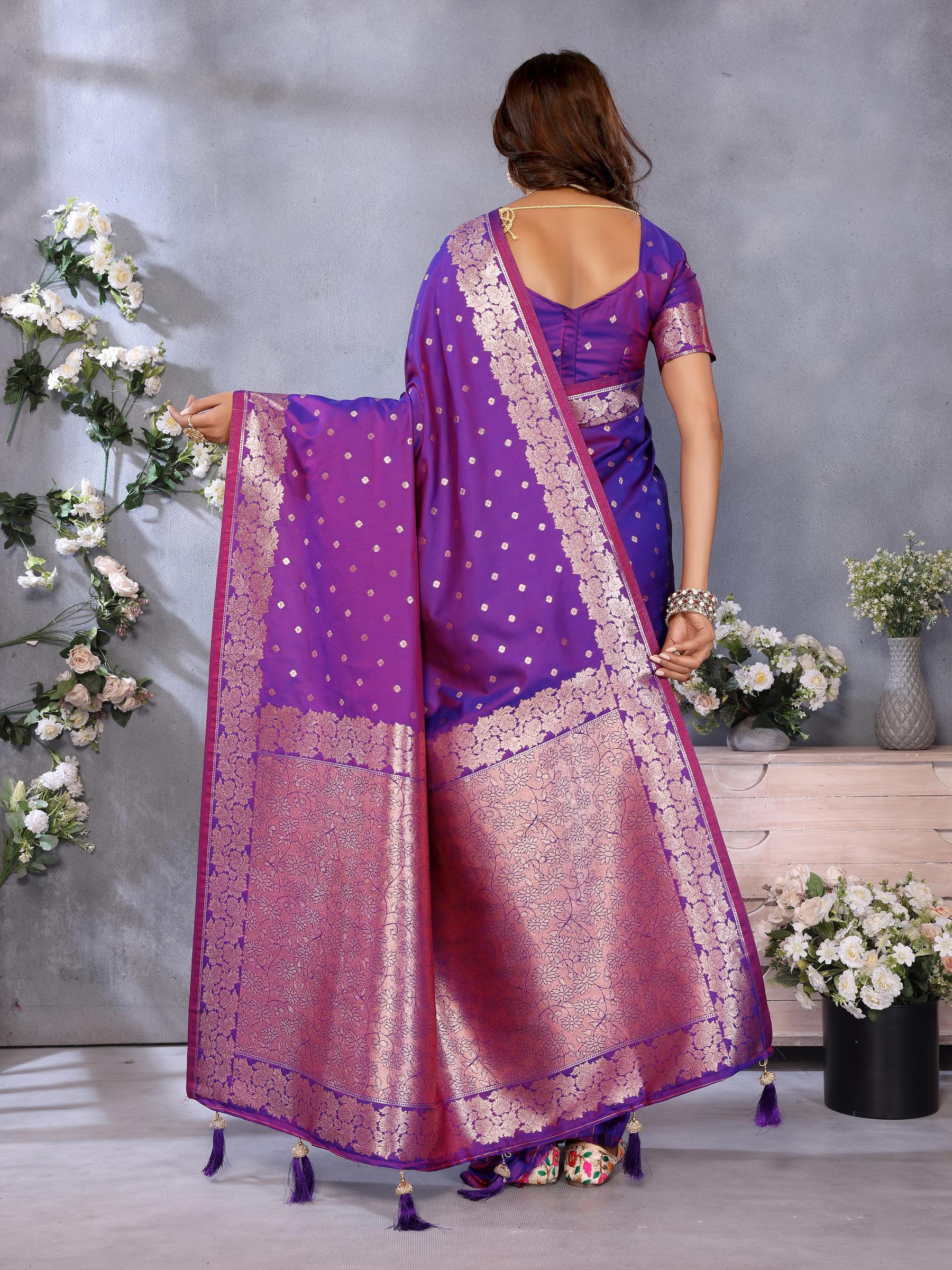 Purple Banarasi Silk Saree — alternate view