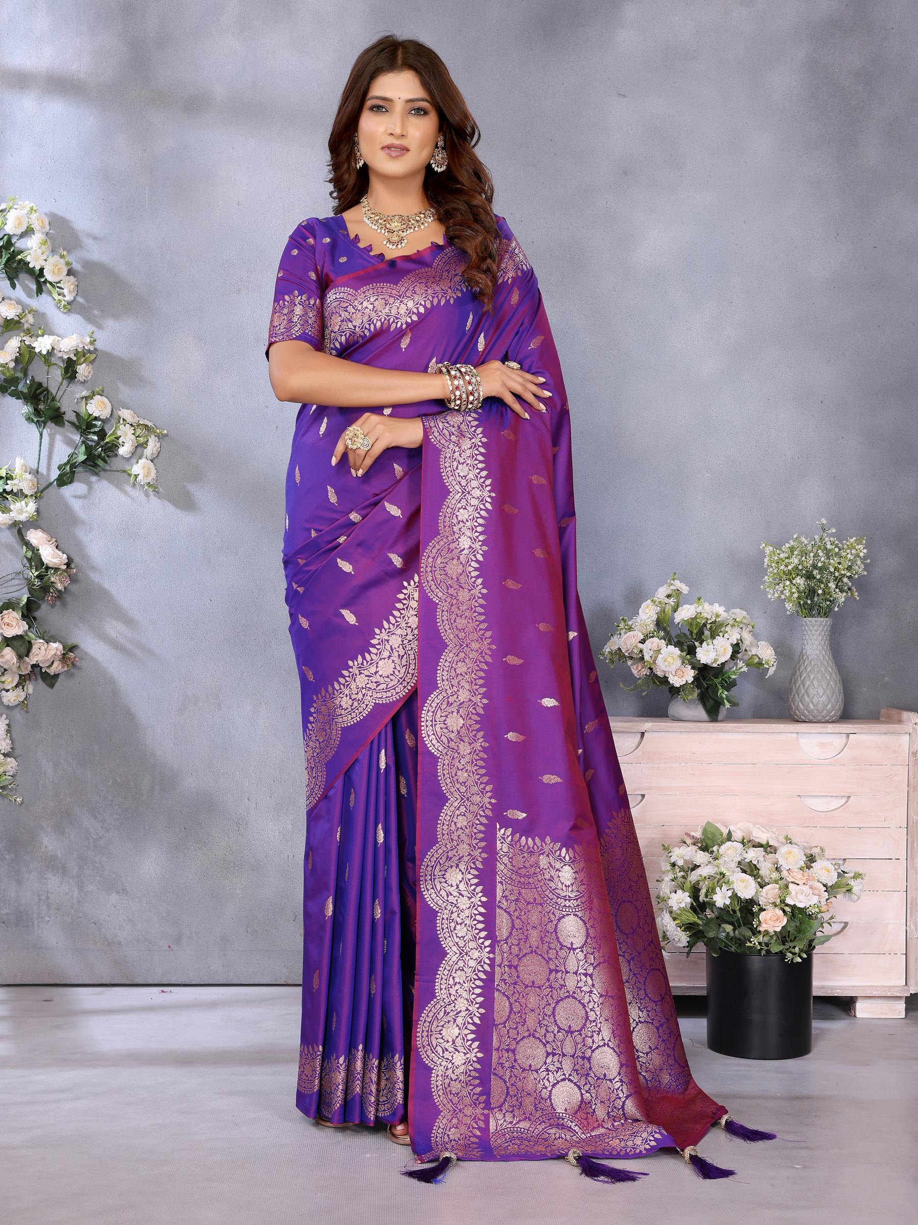 Purple Banarasi Silk Saree