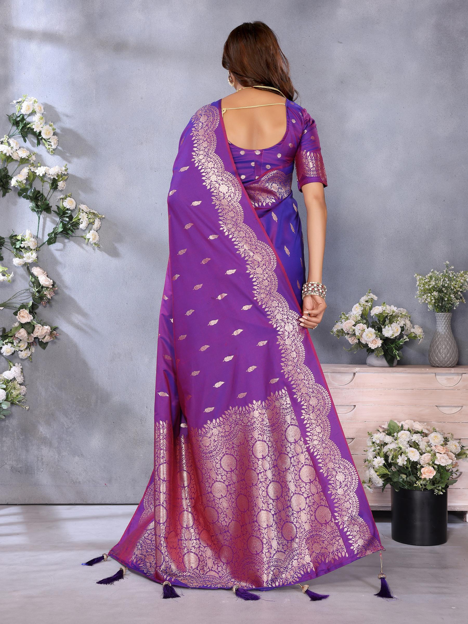Purple Banarasi Silk Saree — alternate view