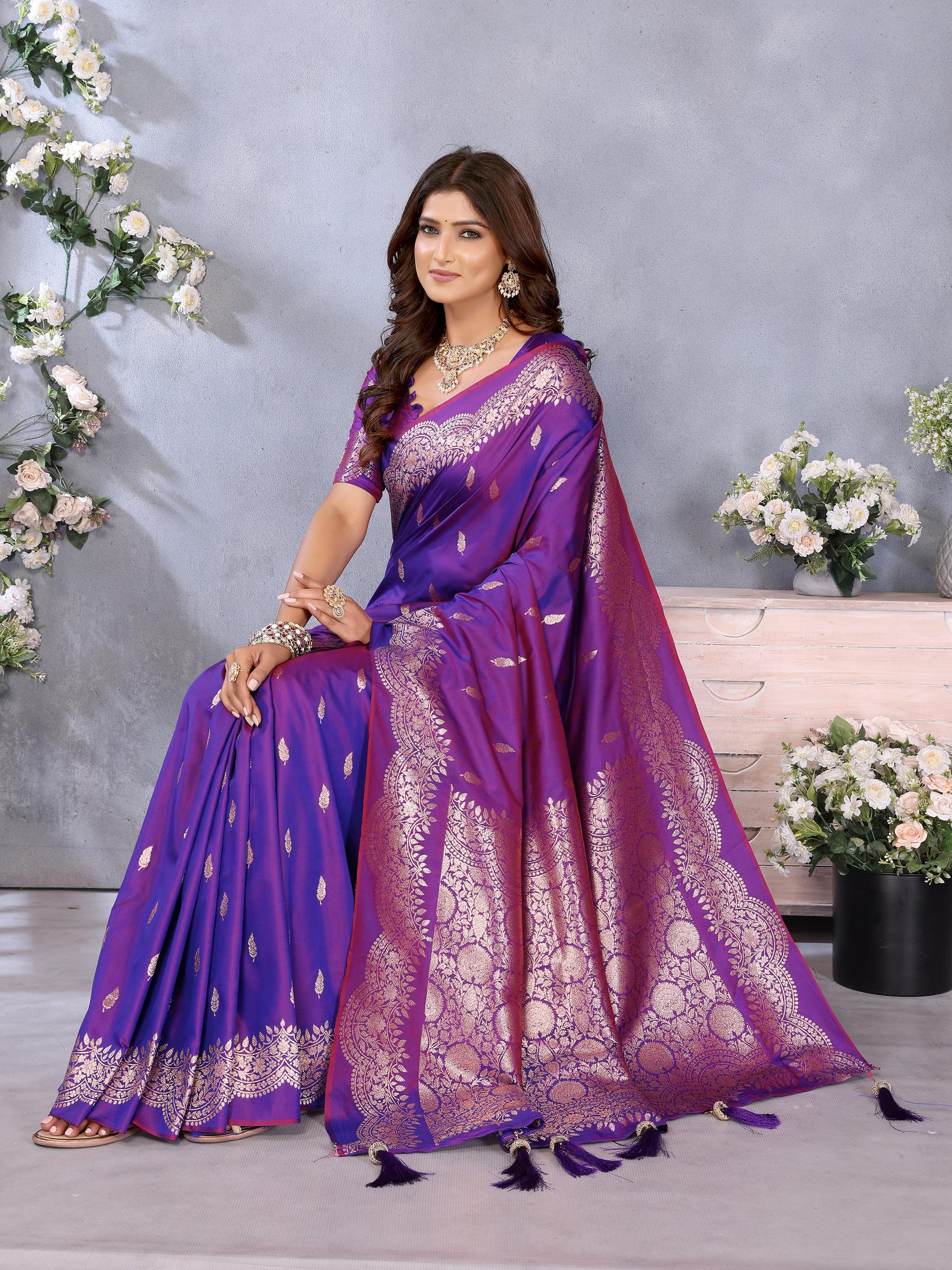 Purple Banarasi Silk Saree