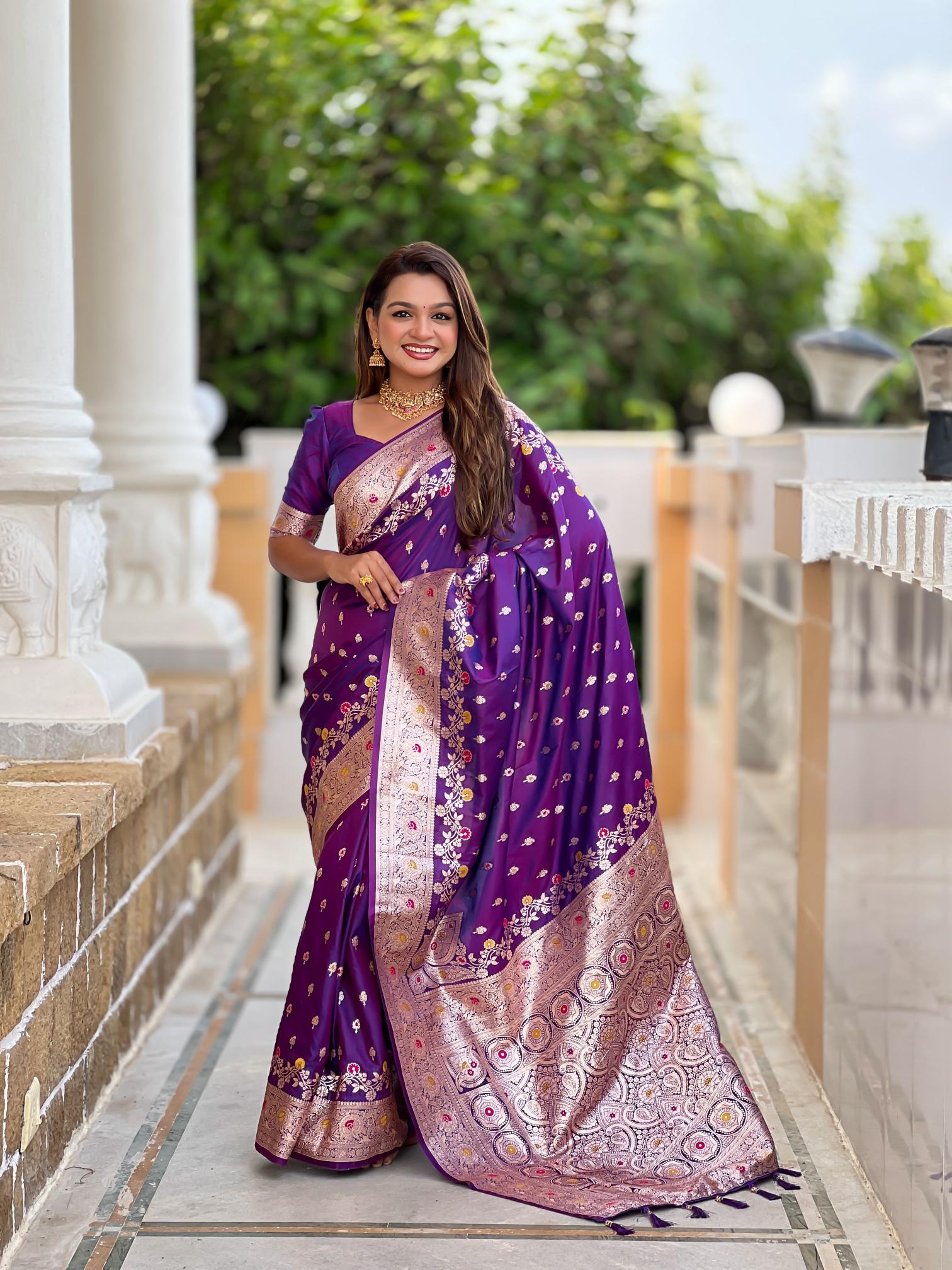 Purple Banarasi Silk Saree