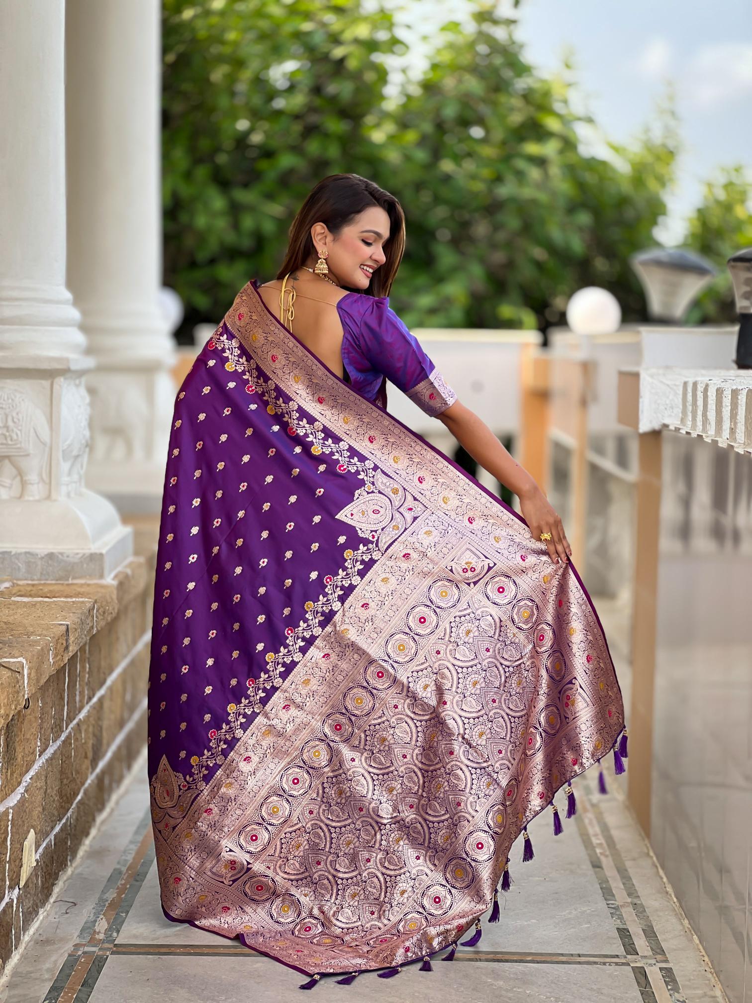 Purple Banarasi Silk Saree — alternate view
