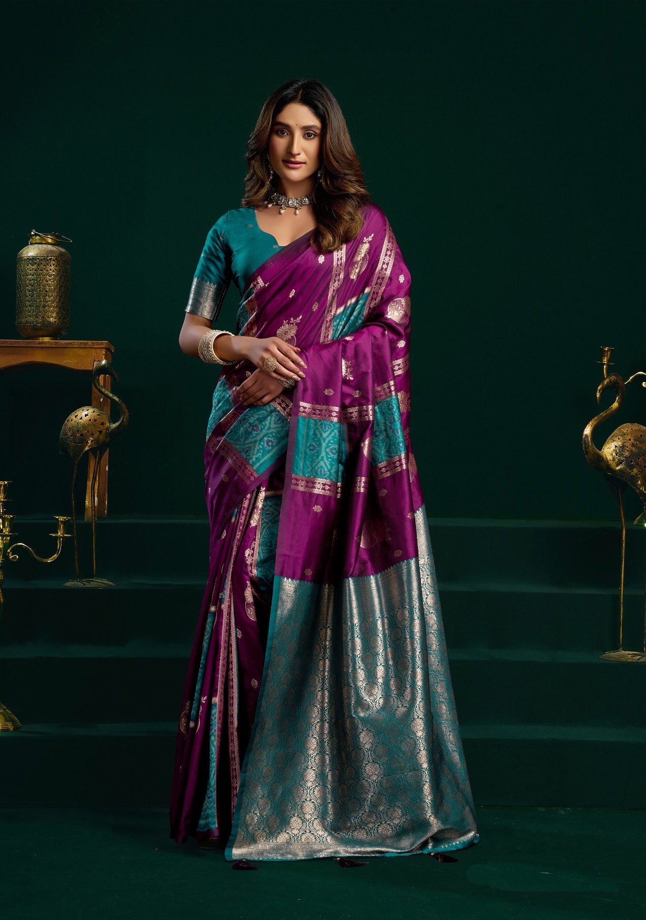 Purple Banarasi Silk Zari Woven Traditional Saree