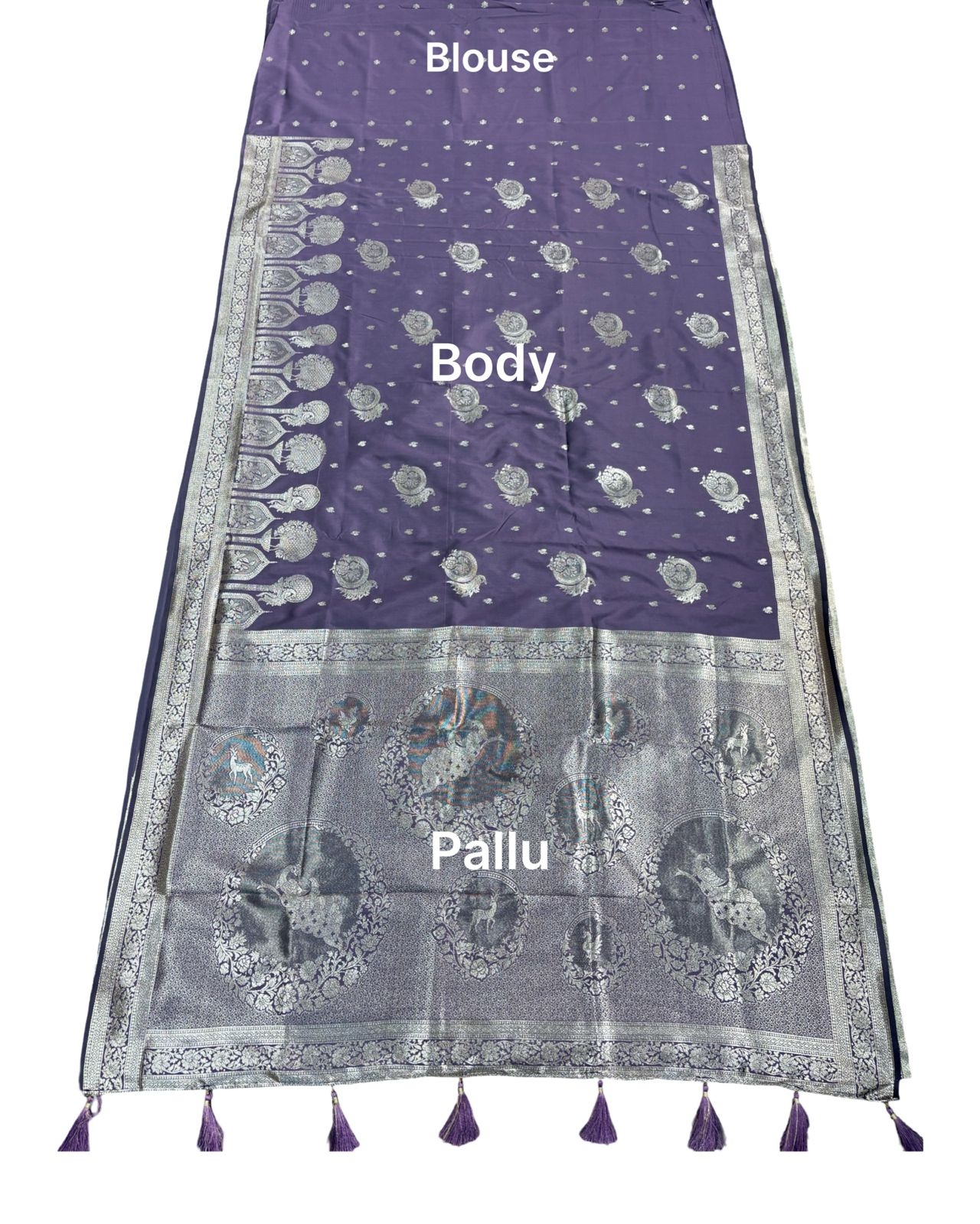 Purple Banarasi Woven Silk Saree