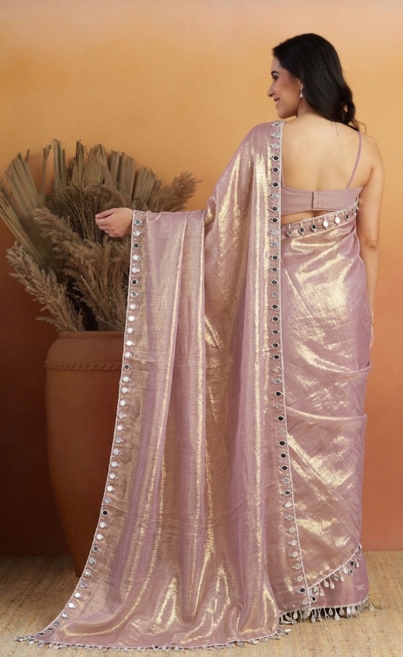Purple Botanical Lace Ready To Wear Saree — alternate view