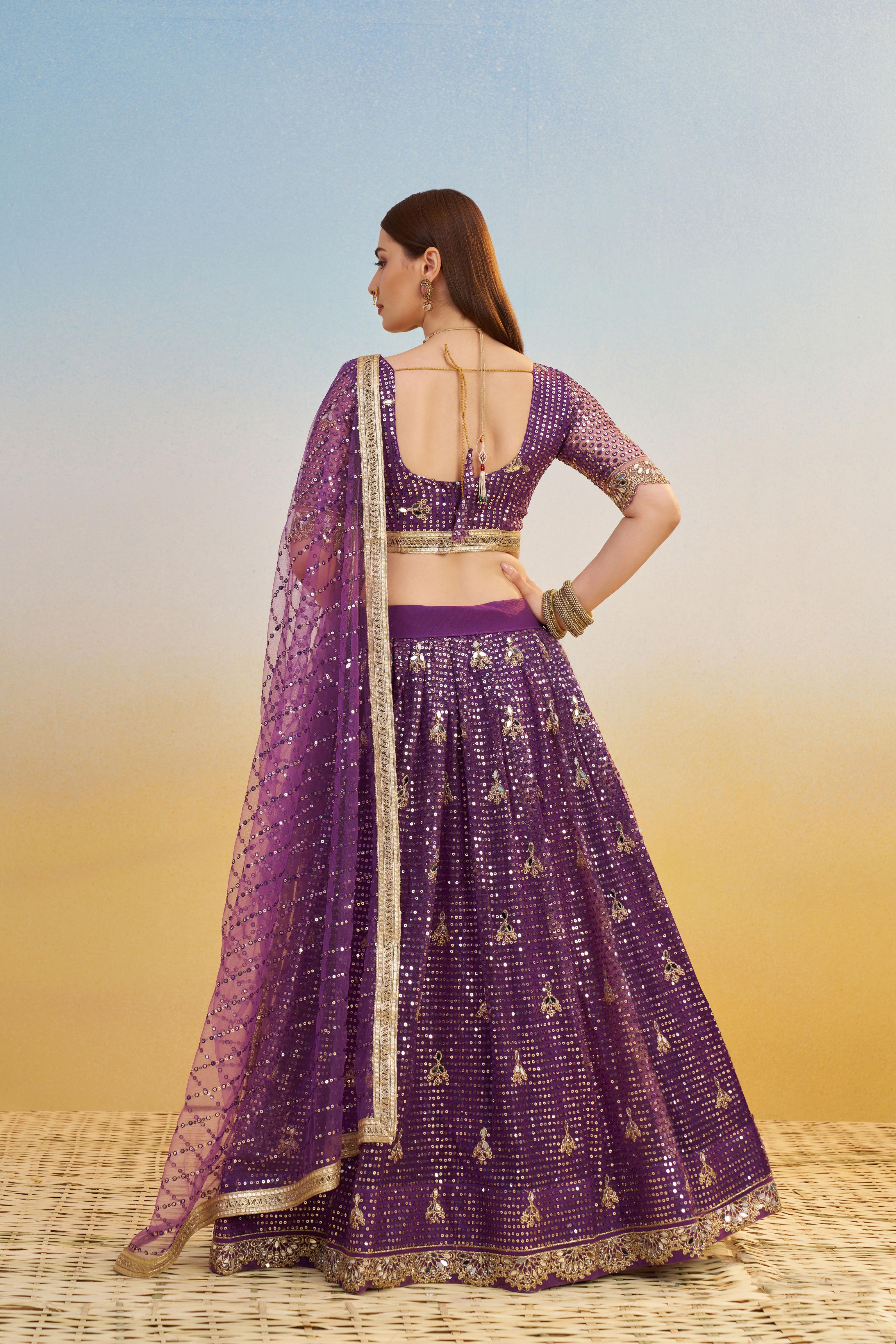 Purple Butterfly Net Lehenga — alternate view