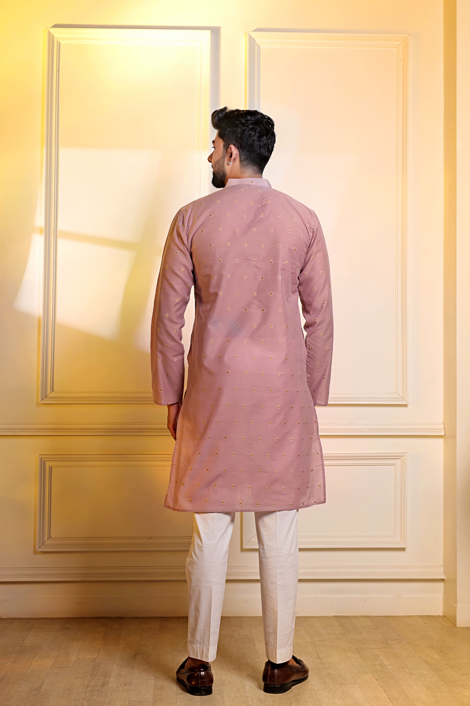 Purple Butti Woven Cotton Kurta Pyjama — alternate view