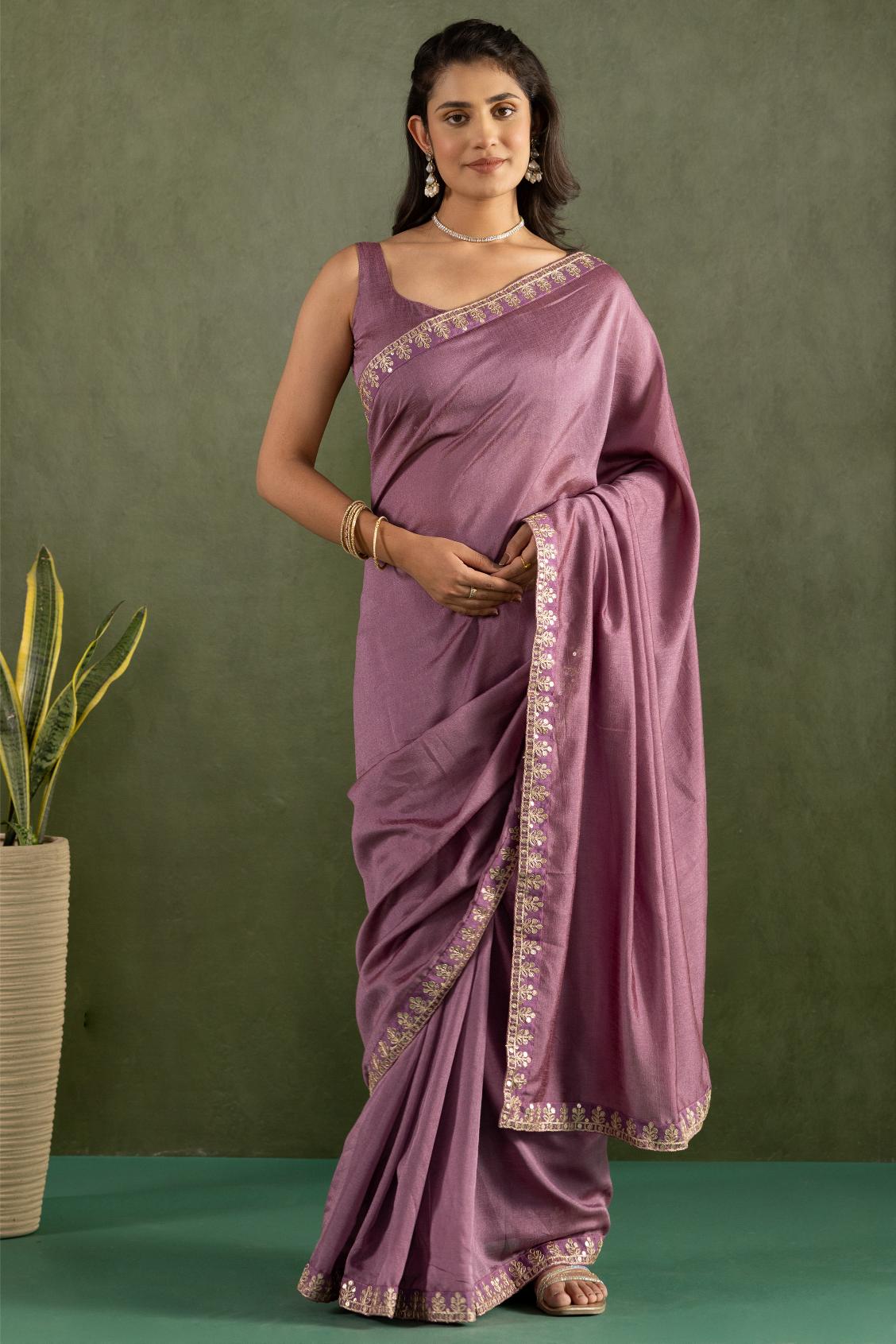 Purple Chiffon Ready To Wear Saree