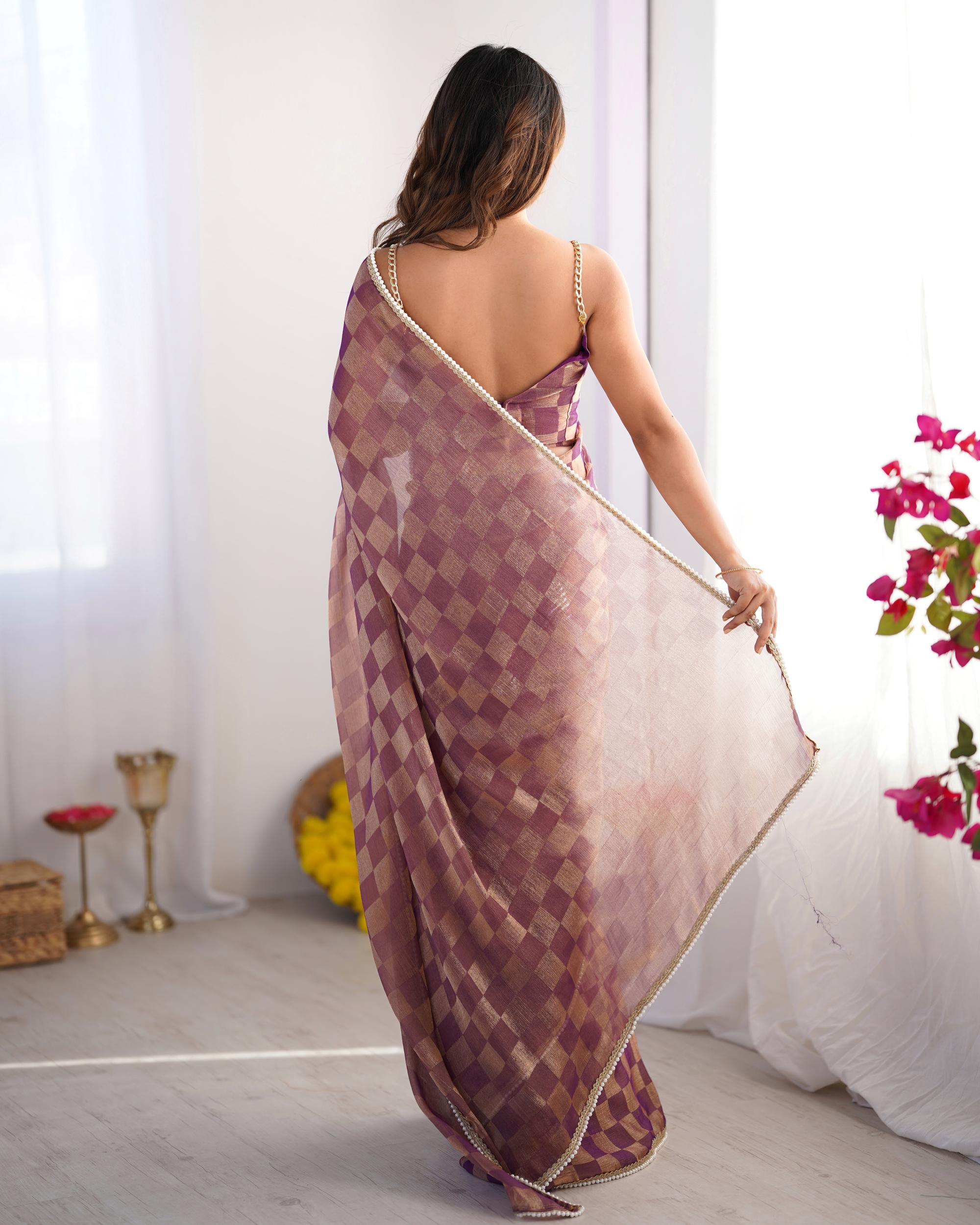 Purple Chiffon Saree — alternate view