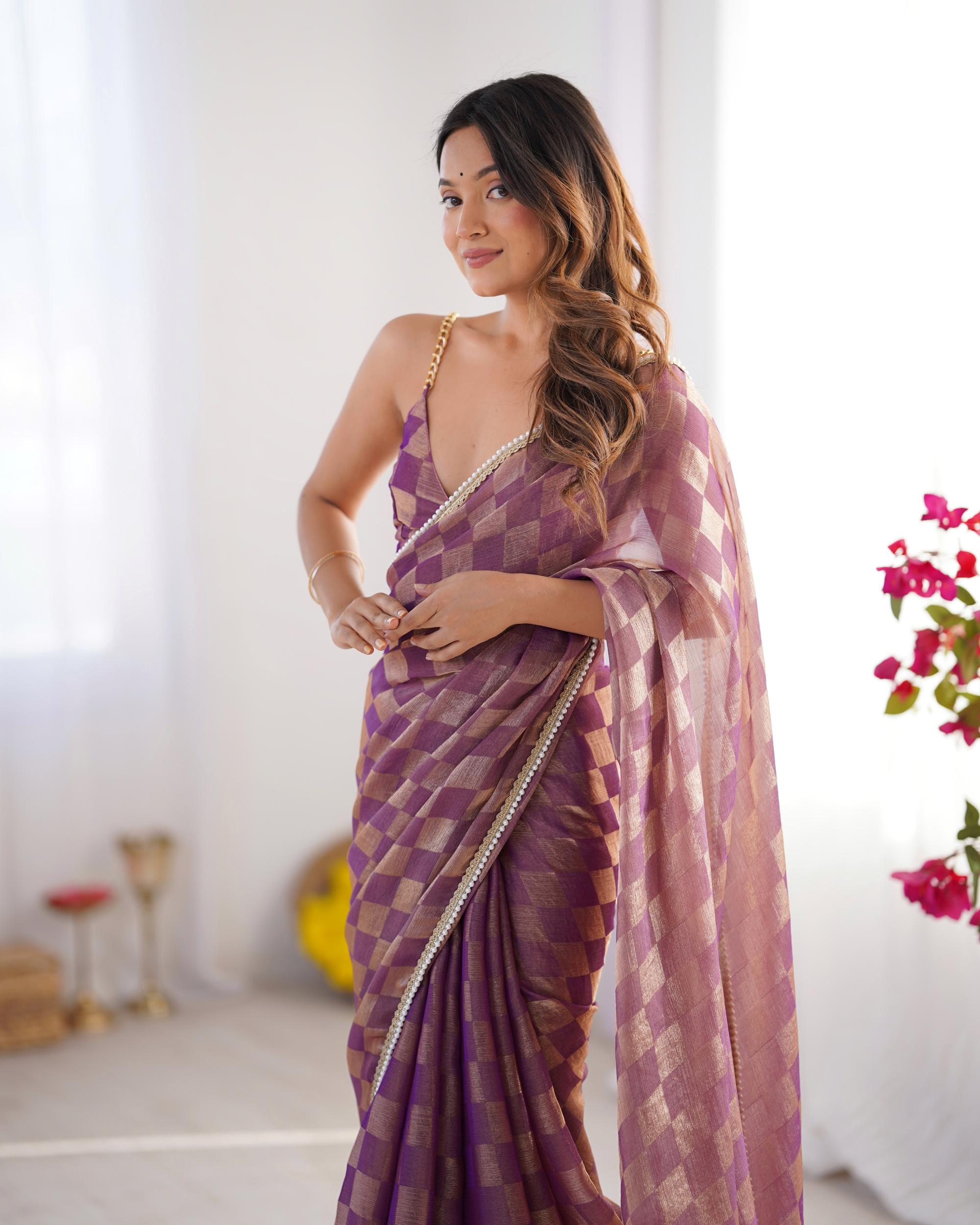 Purple Chiffon Saree