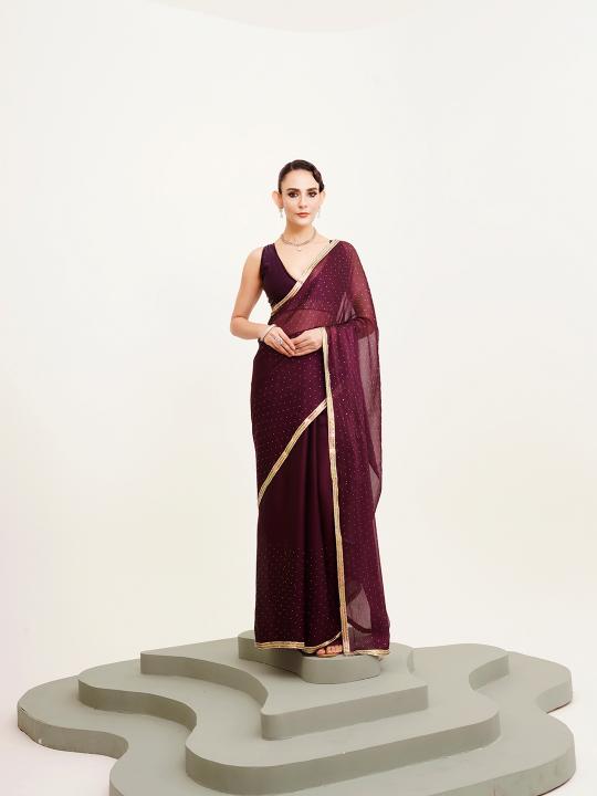 Purple Chiffon Saree