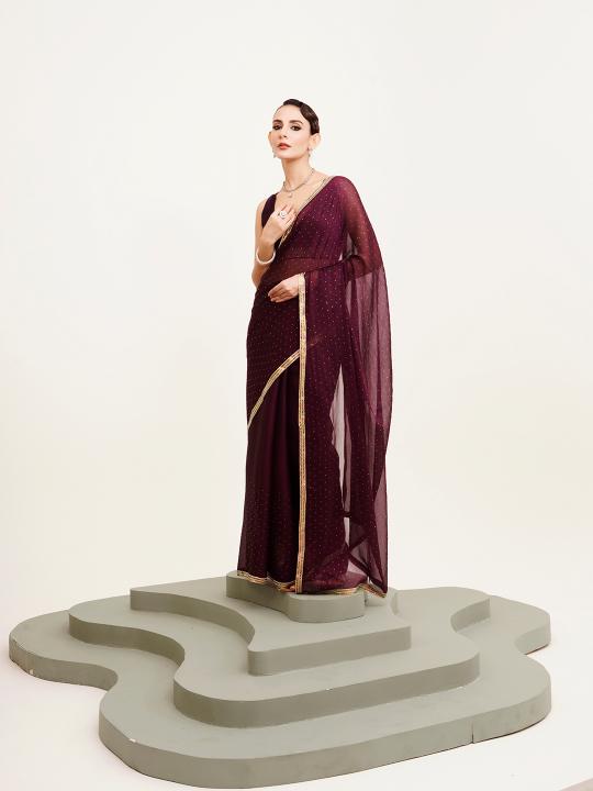 Purple Chiffon Saree — alternate view