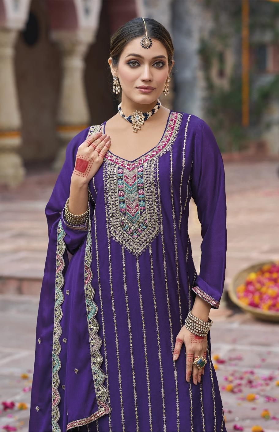 Purple Chinnon Palazzo Suit — alternate view