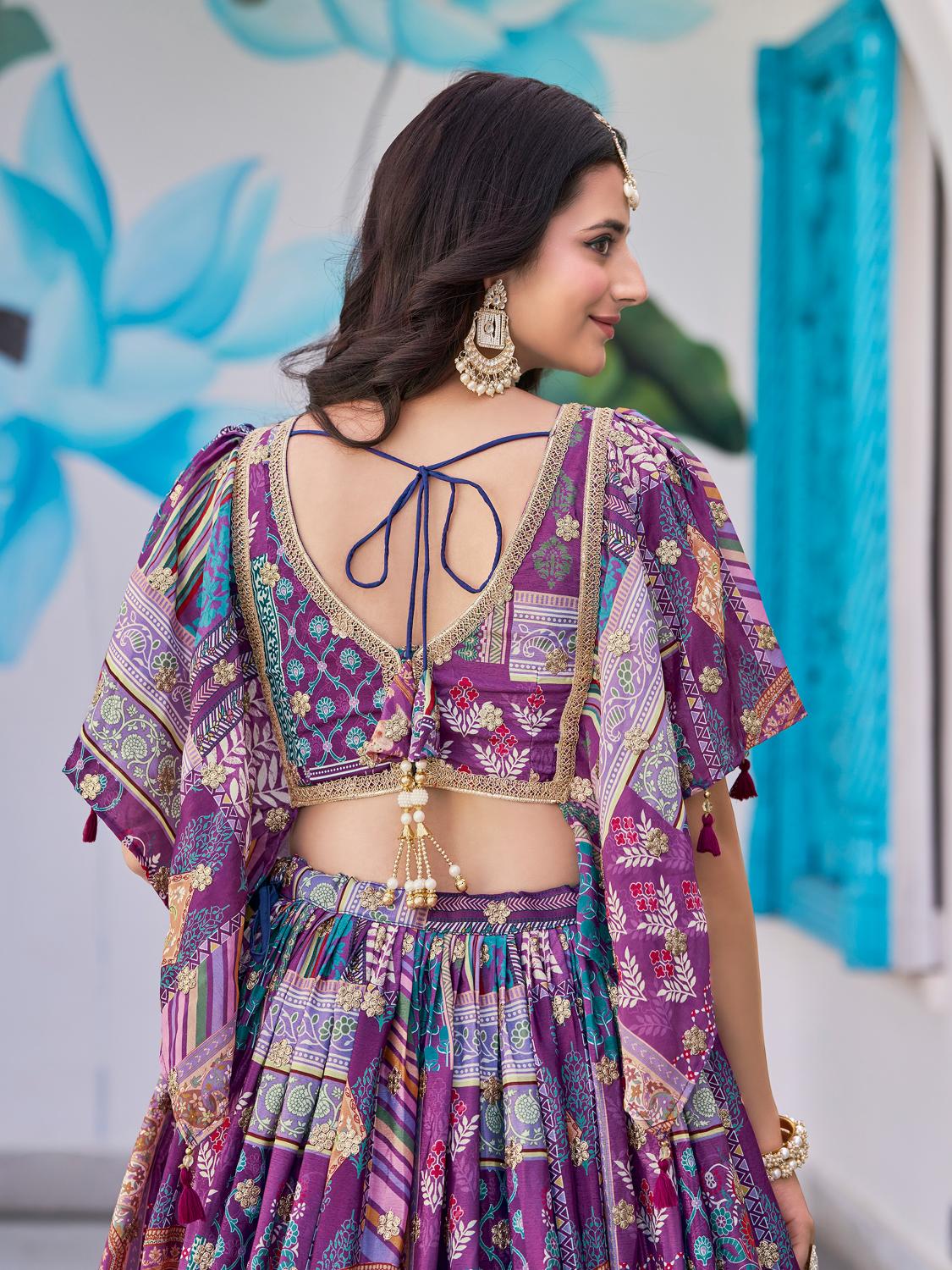 Purple Chinnon Silk Lehenga Choli — alternate view