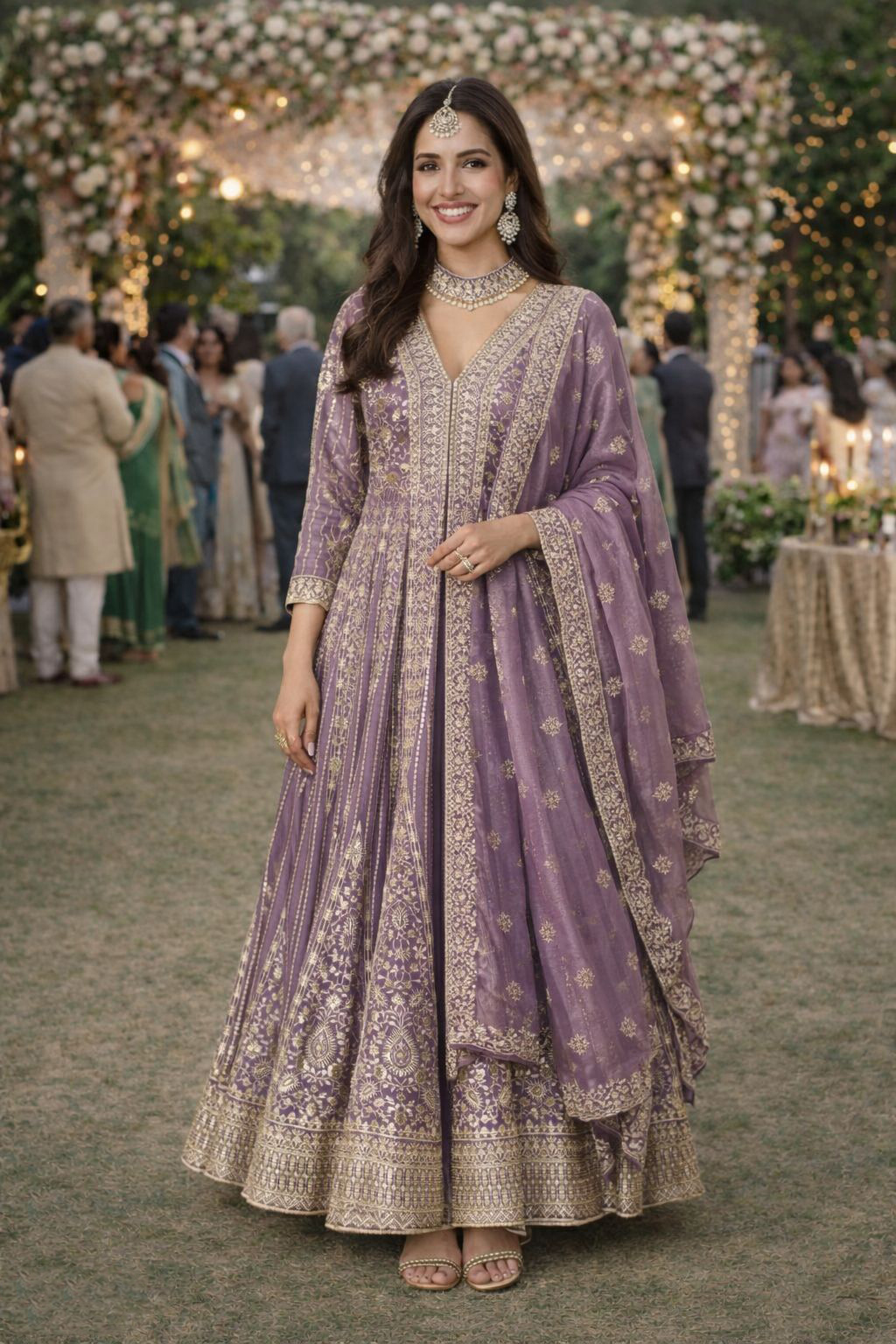Purple Chinon Embroidered Anarkali Suit