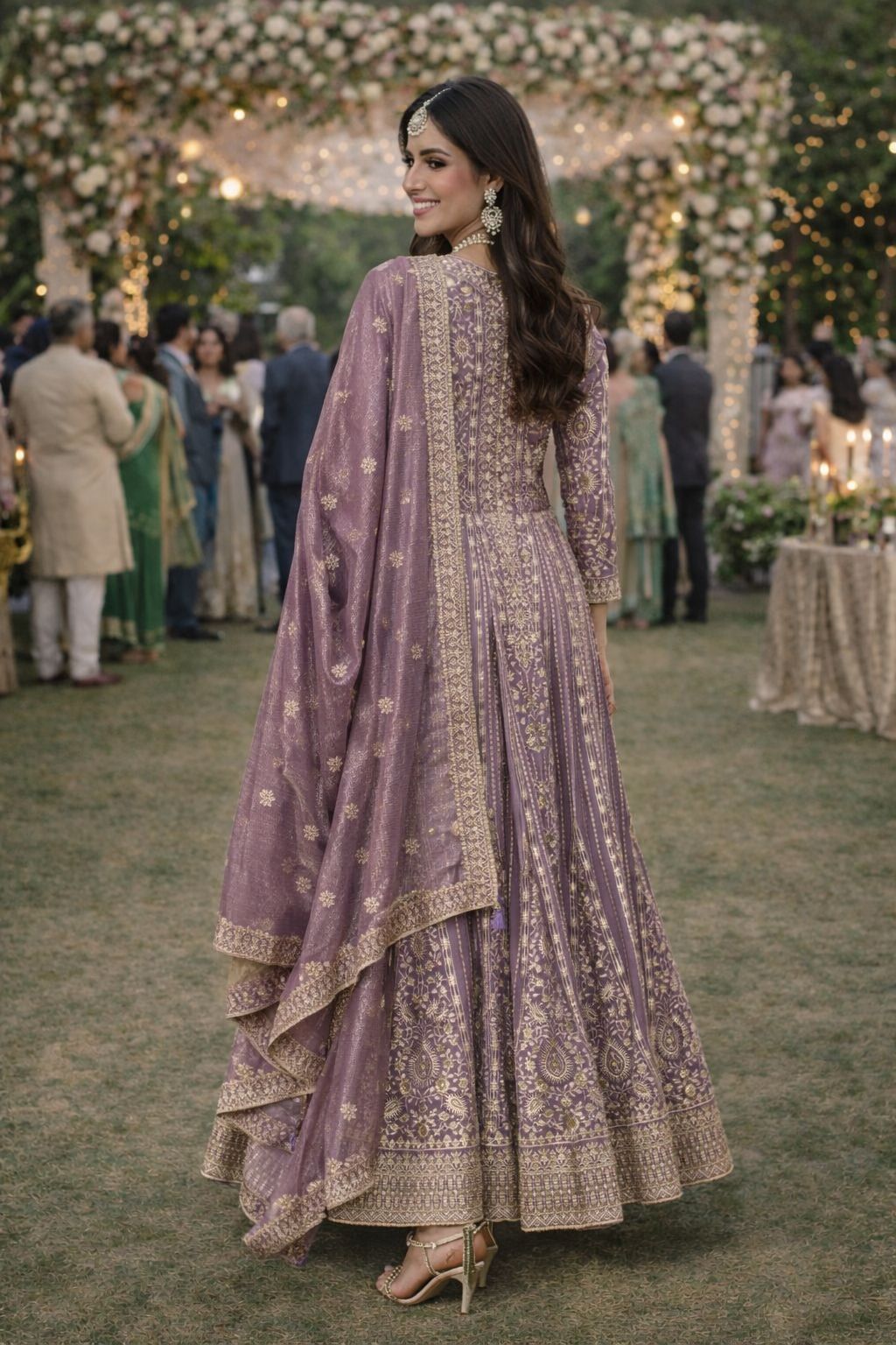 Purple Chinon Embroidered Anarkali Suit — alternate view