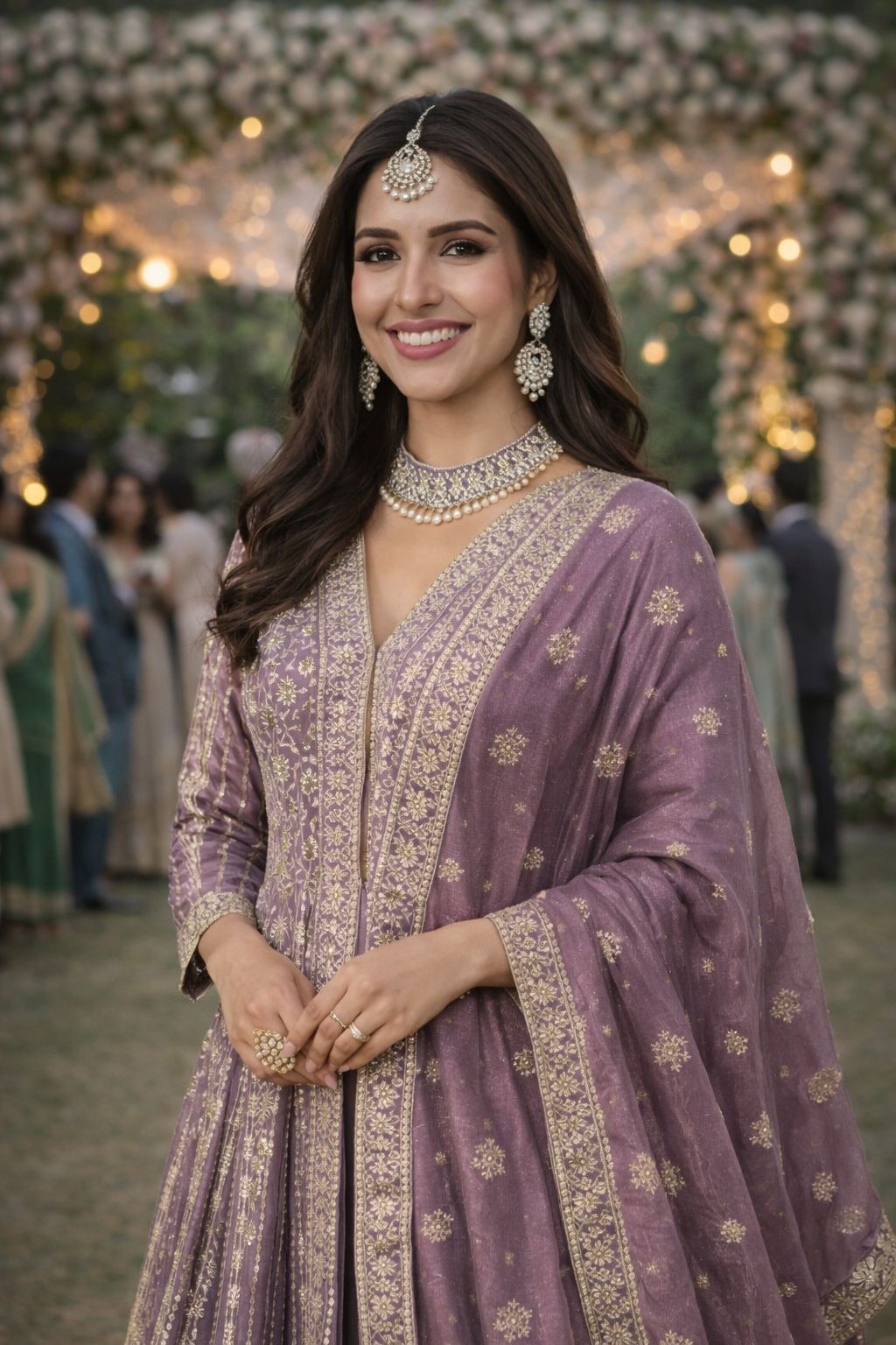 Purple Chinon Embroidered Anarkali Suit