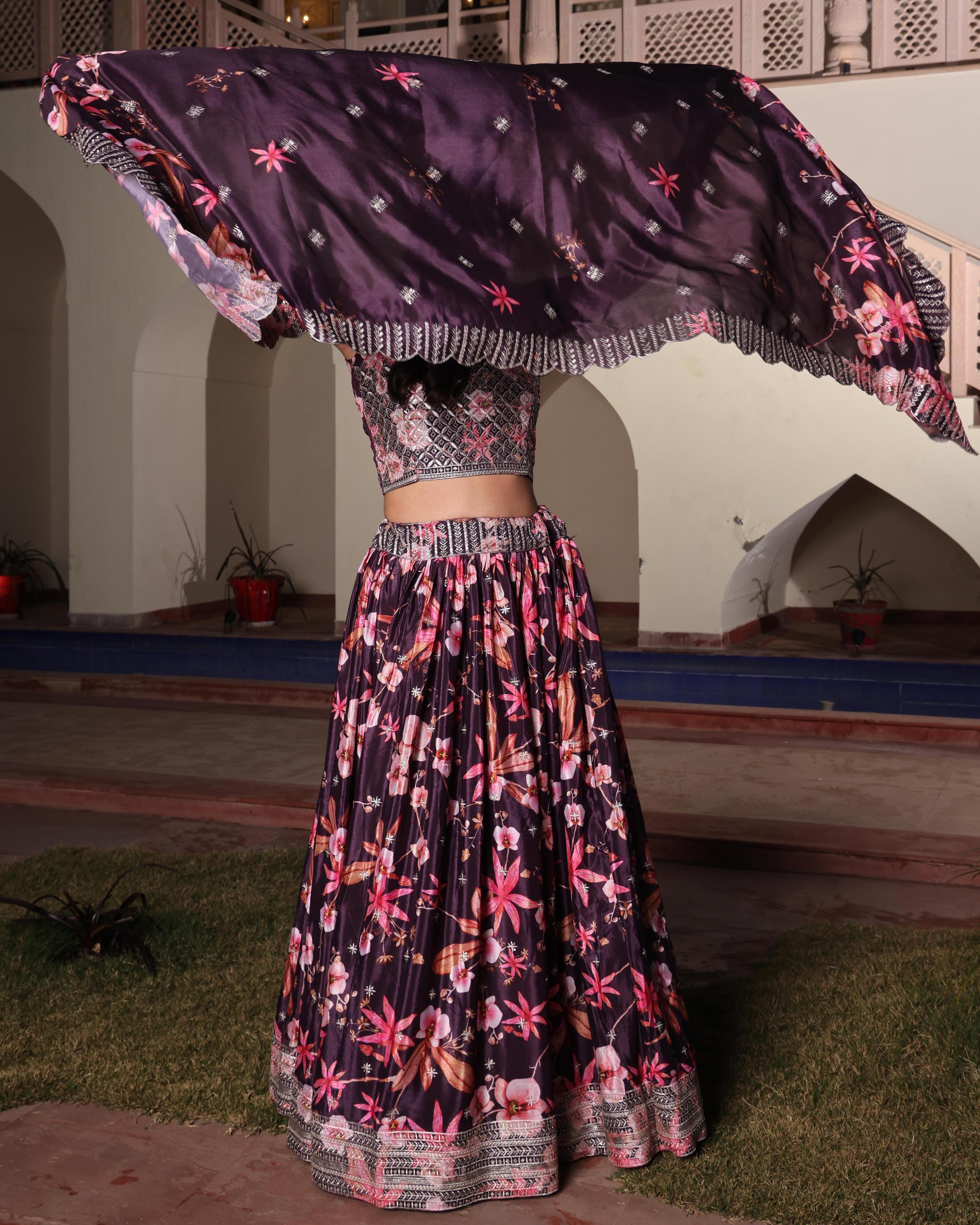 Purple Chinon Lehenga Choli — alternate view