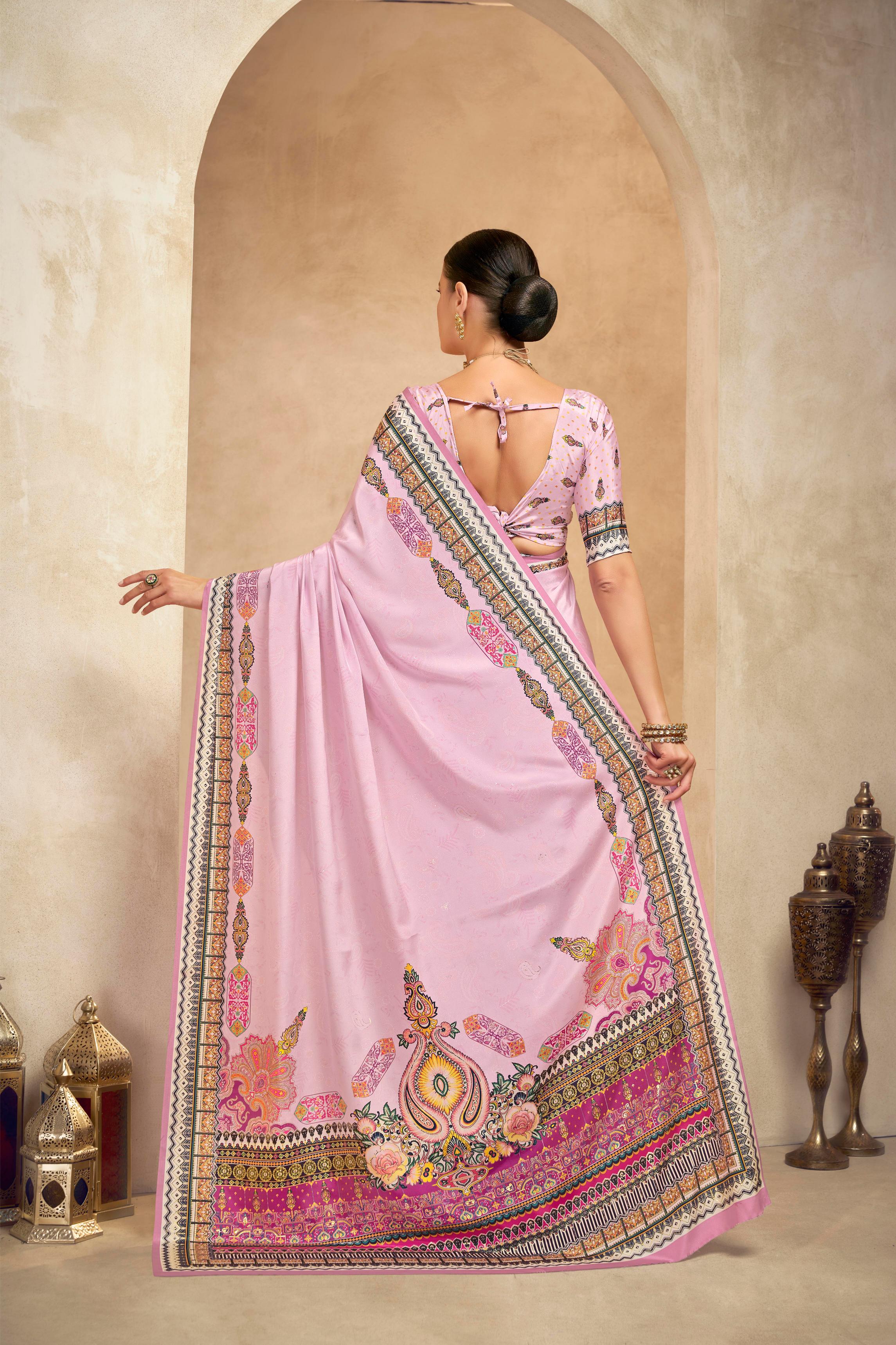 Purple Crepe Silk Saree — alternate view