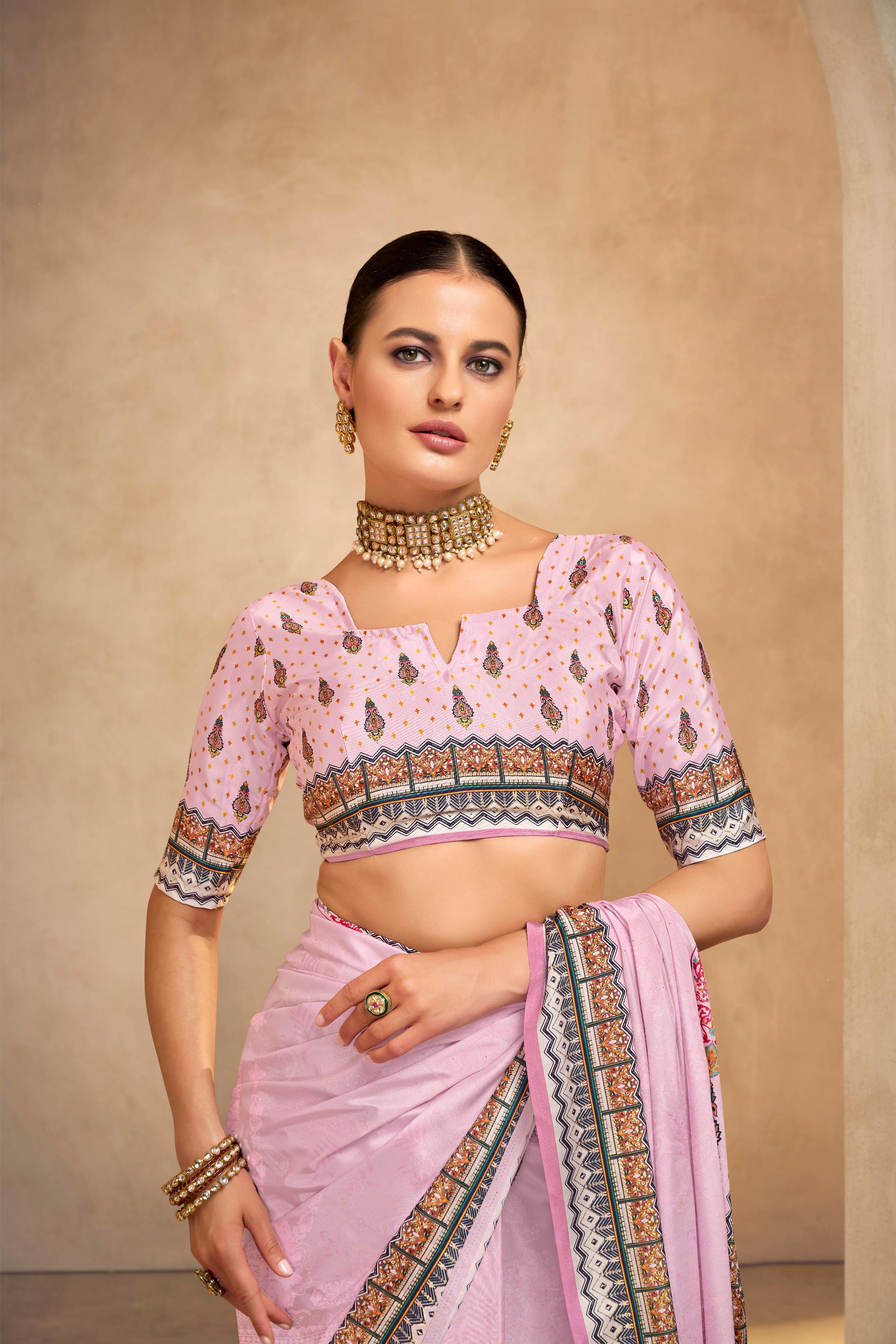 Purple Crepe Silk Saree
