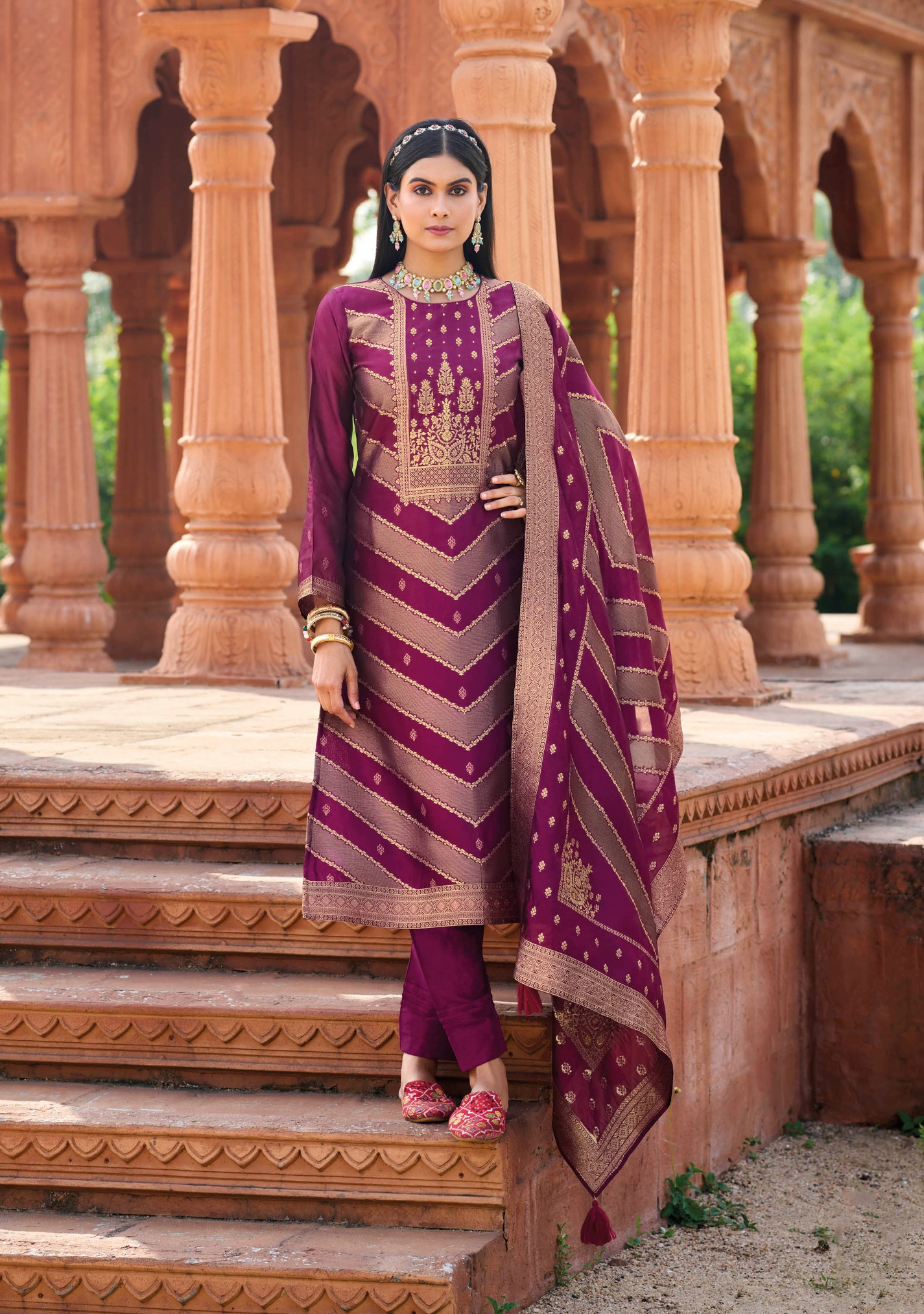 Purple Designer Banglori Silk Salwar Suit