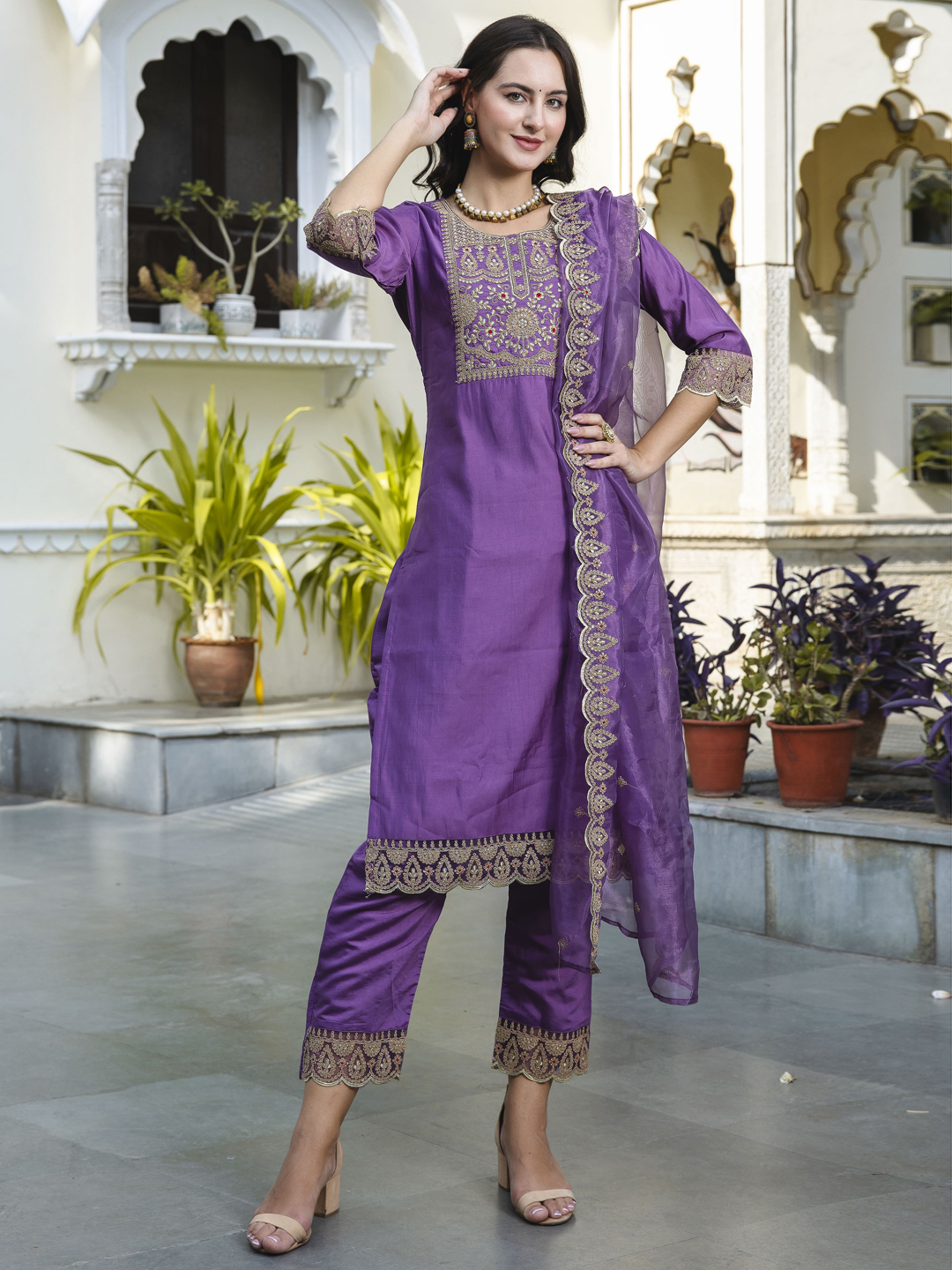 Purple Designer Embroidered Salwar Suit