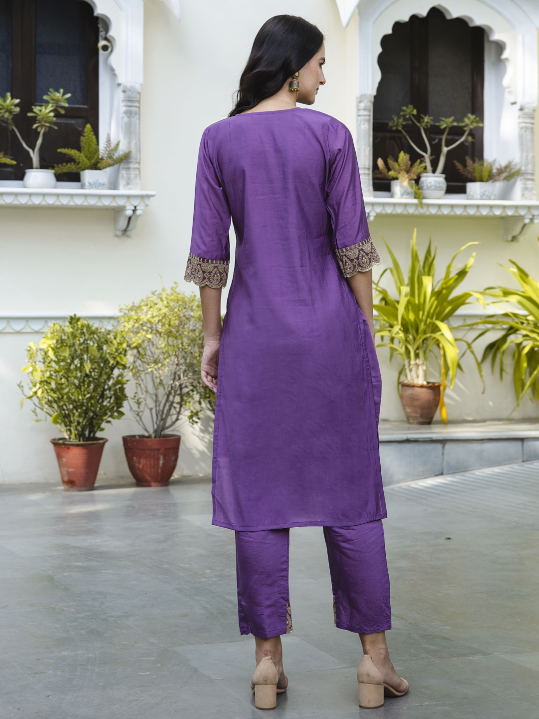 Purple Designer Embroidered Salwar Suit — alternate view