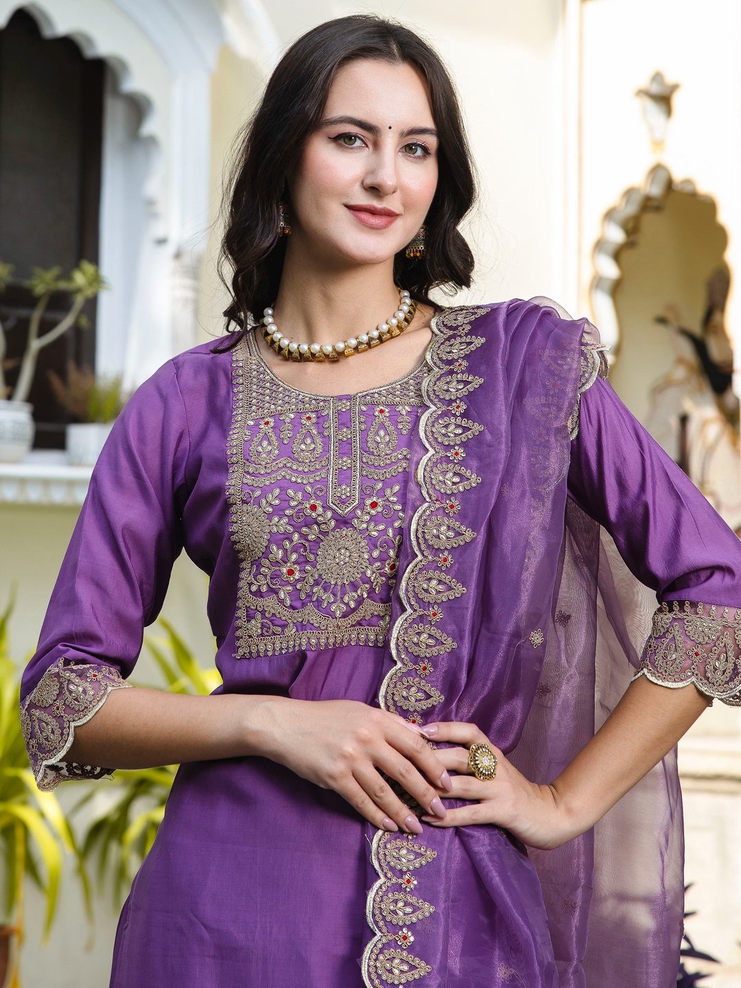 Purple Designer Embroidered Salwar Suit