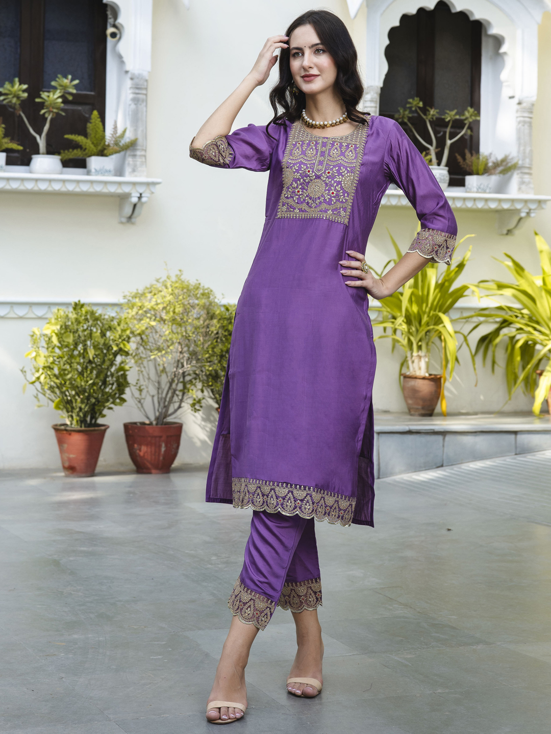 Purple Designer Embroidered Salwar Suit