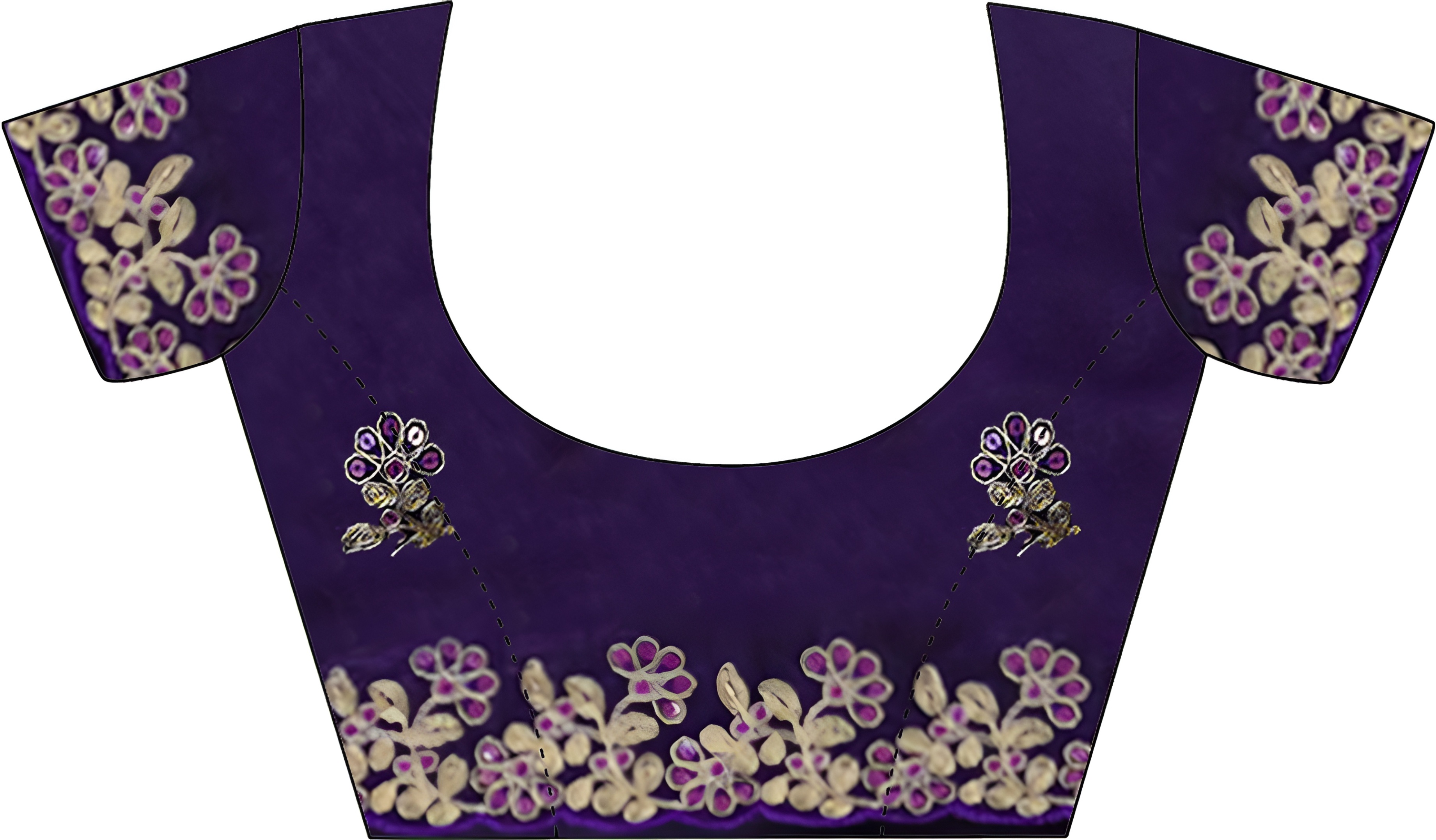 Purple Embroidered Fendy Satin Silk Saree