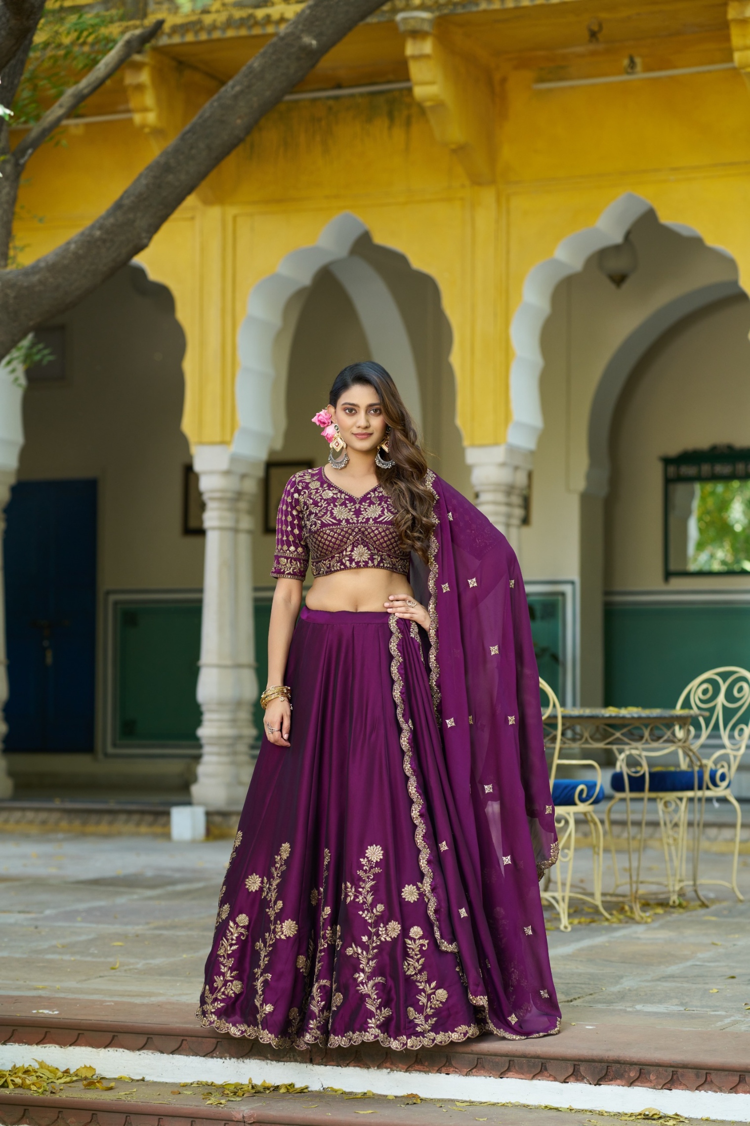 Purple Embroidered Rangoli Silk Lehenga Choli