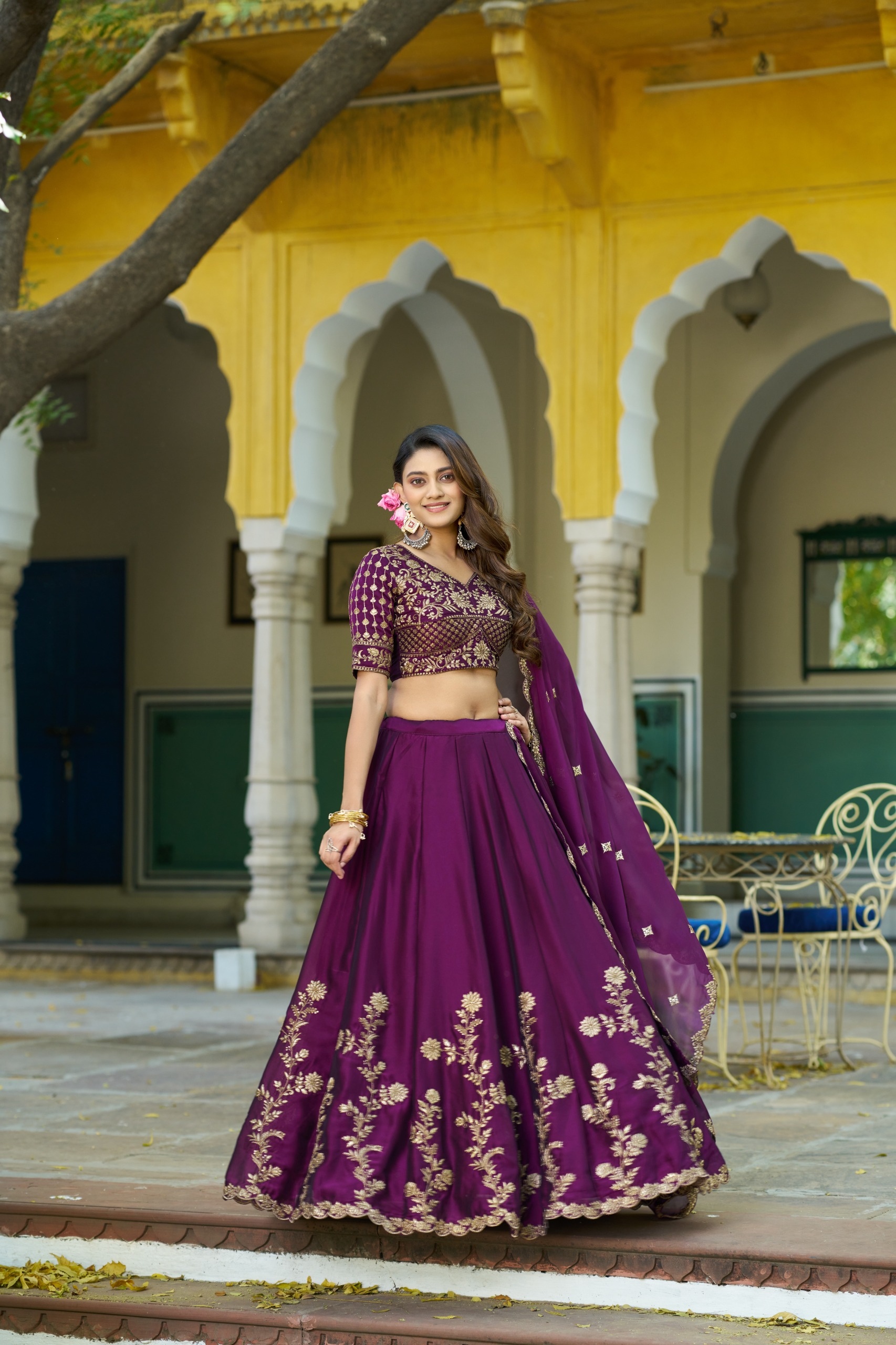 Purple Embroidered Rangoli Silk Lehenga Choli