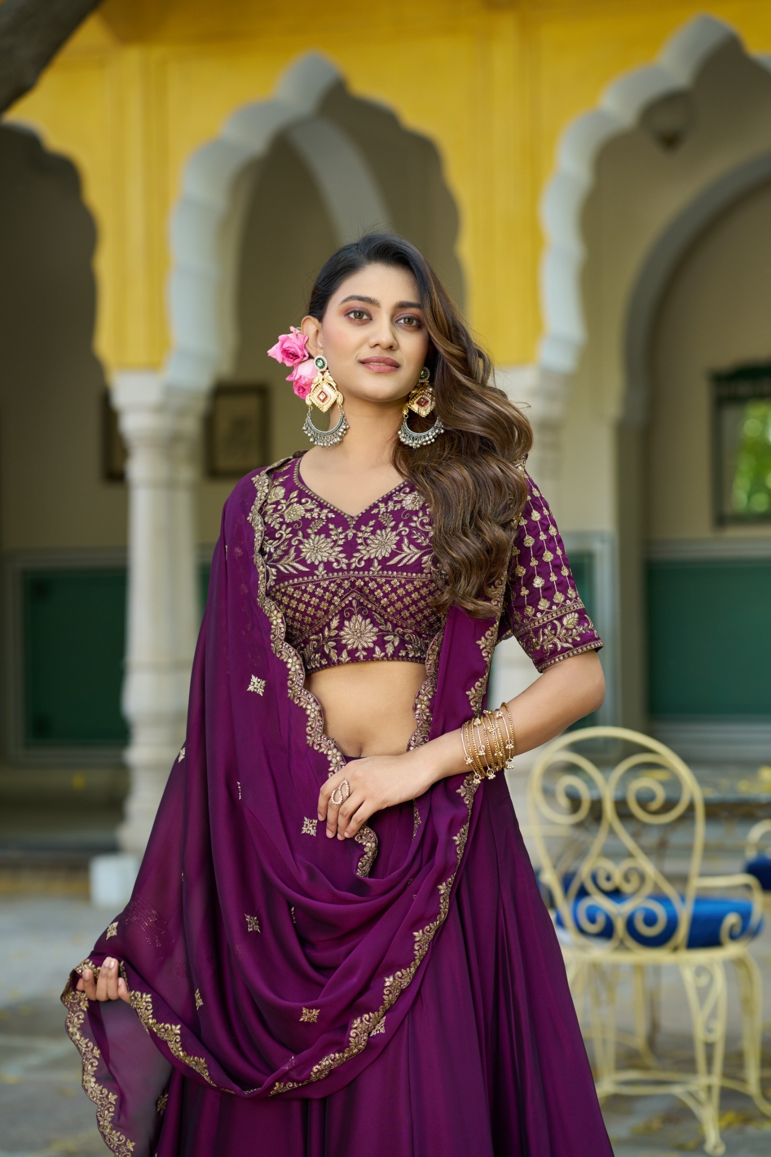 Purple Embroidered Rangoli Silk Lehenga Choli