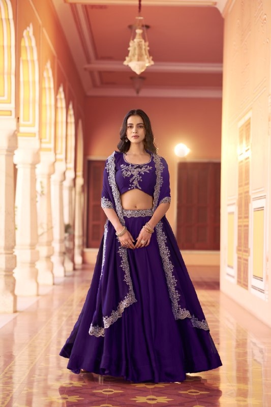 Purple Embroidered Rangoli Silk Lehenga Choli