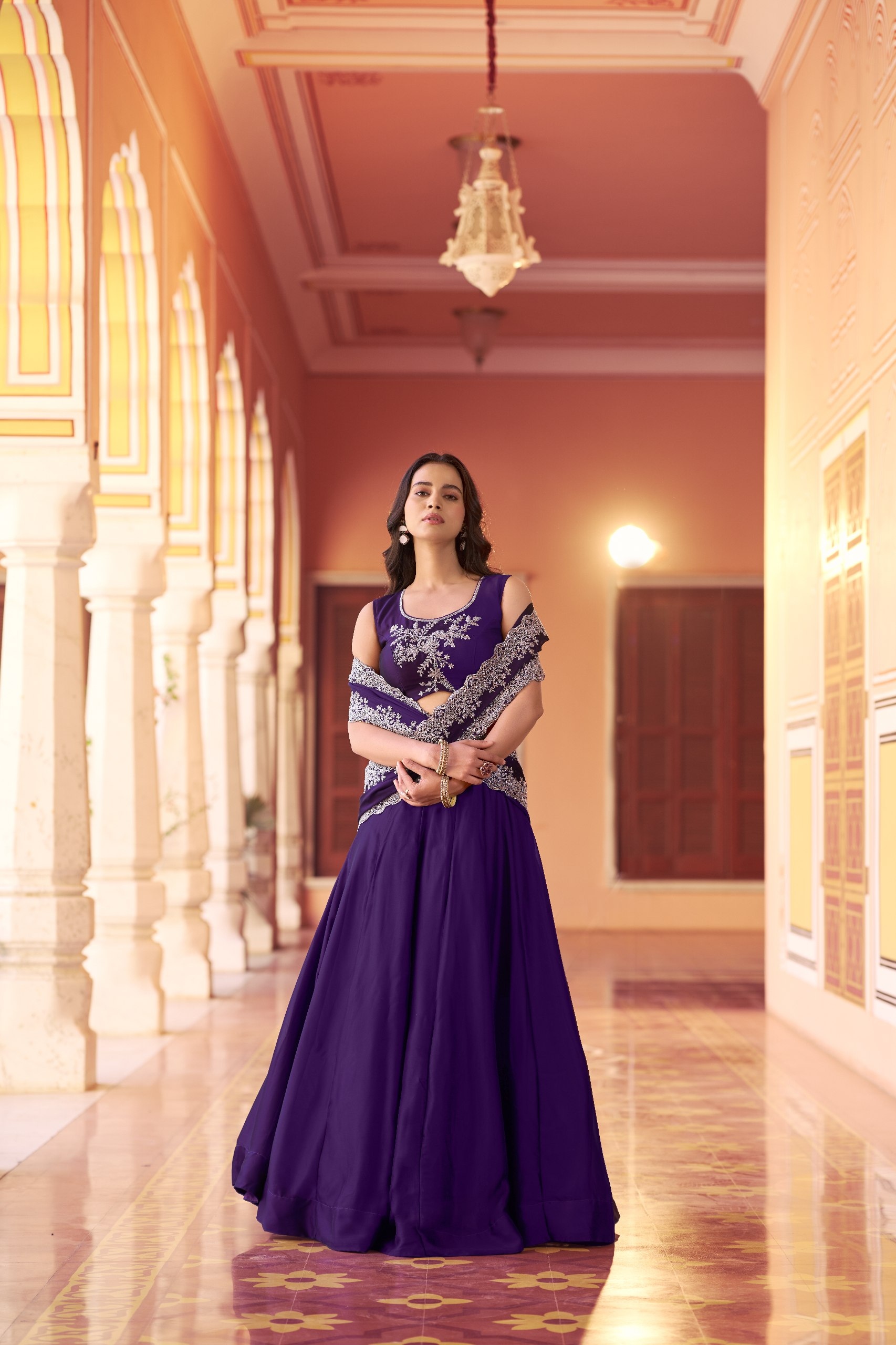 Purple Embroidered Rangoli Silk Lehenga Choli