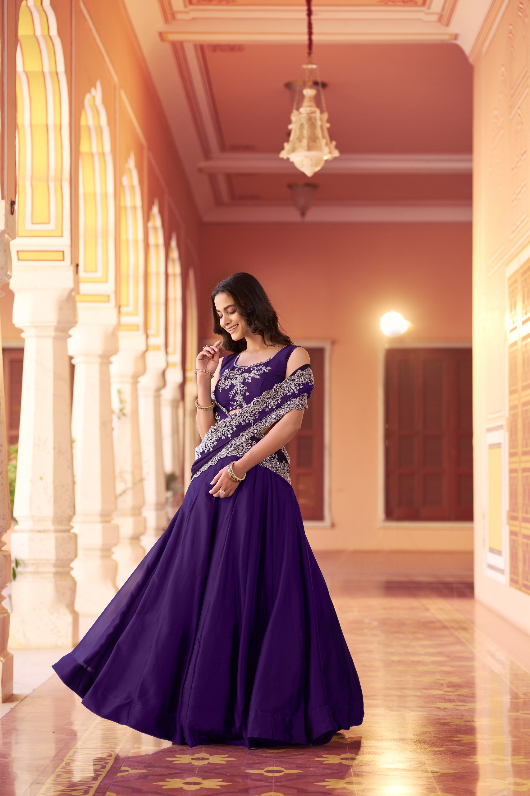 Purple Embroidered Rangoli Silk Lehenga Choli