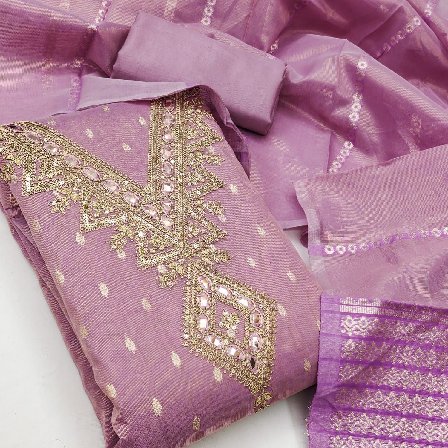 Purple Embroidered Shimmer Salwar Suit — alternate view